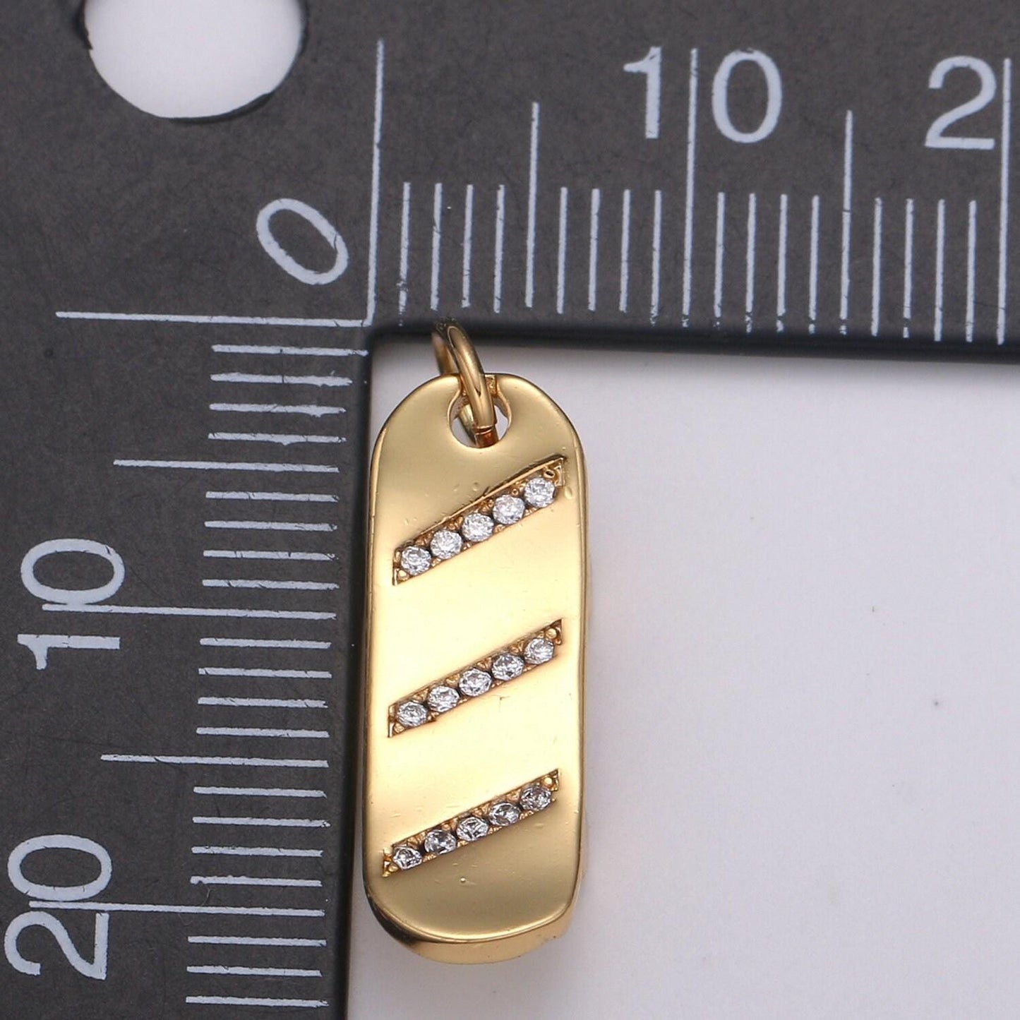 Skate board pave charm, 18k skate board cubic zirconia pendant 23x7mm mobility jewelry outdoor activity inspired, metro style design, e-184
