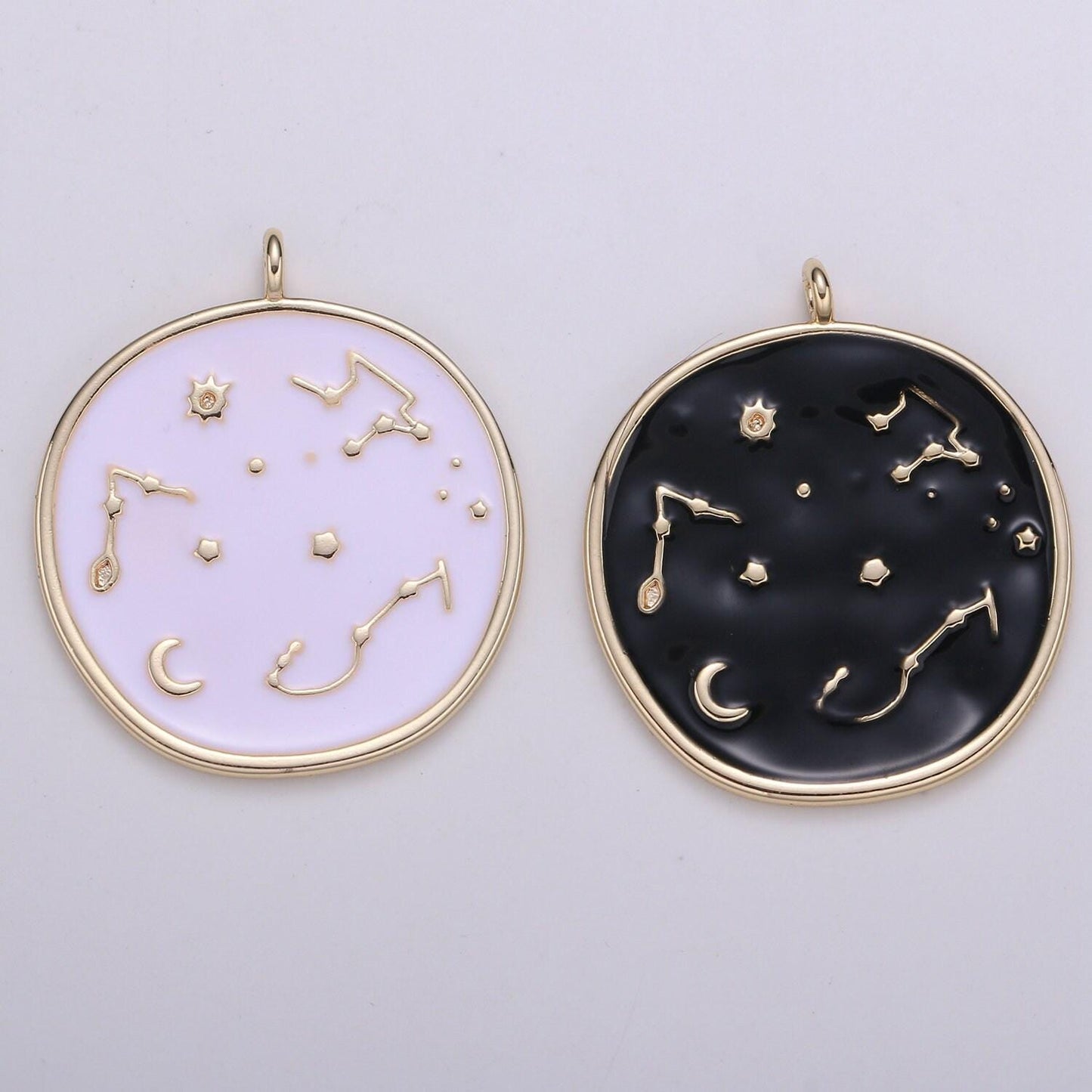 1pc 24k gold solar system astrology charm,enamel universe pendant,zodiac gold charm,for diy necklace bracelet earring,e153