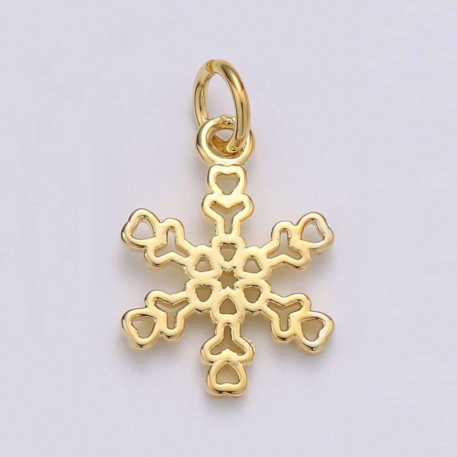 1pc 24k gold snowflake pendant charm, snow flake pendant charm, dainty pendant, for diy jewelry, chgf-1982