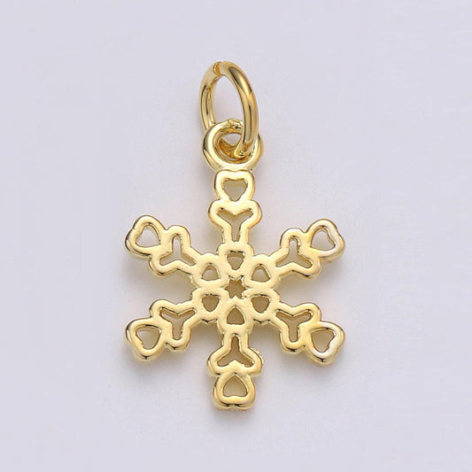 1pc 24k gold snowflake pendant charm, snow flake pendant charm, dainty pendant, for diy jewelry, chgf-1982