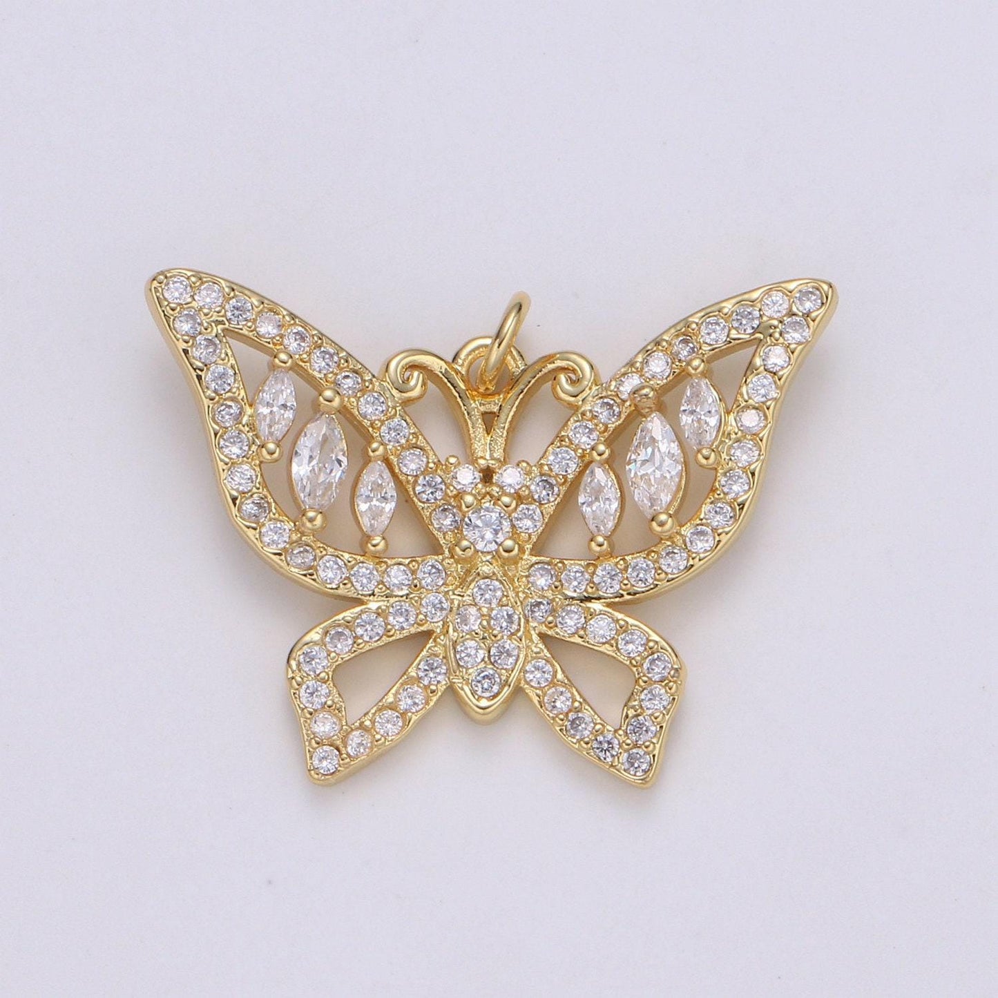Cz micro pave butterfly pendant/charm,cubic zirconia paved charm, necklace bracelet charm pendant