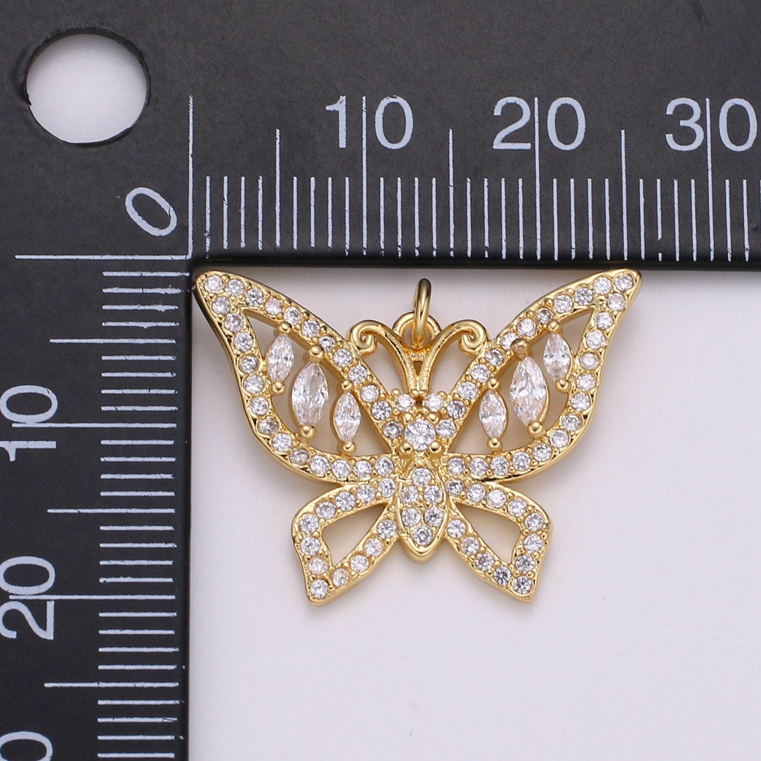 Cz micro pave butterfly pendant/charm,cubic zirconia paved charm, necklace bracelet charm pendant