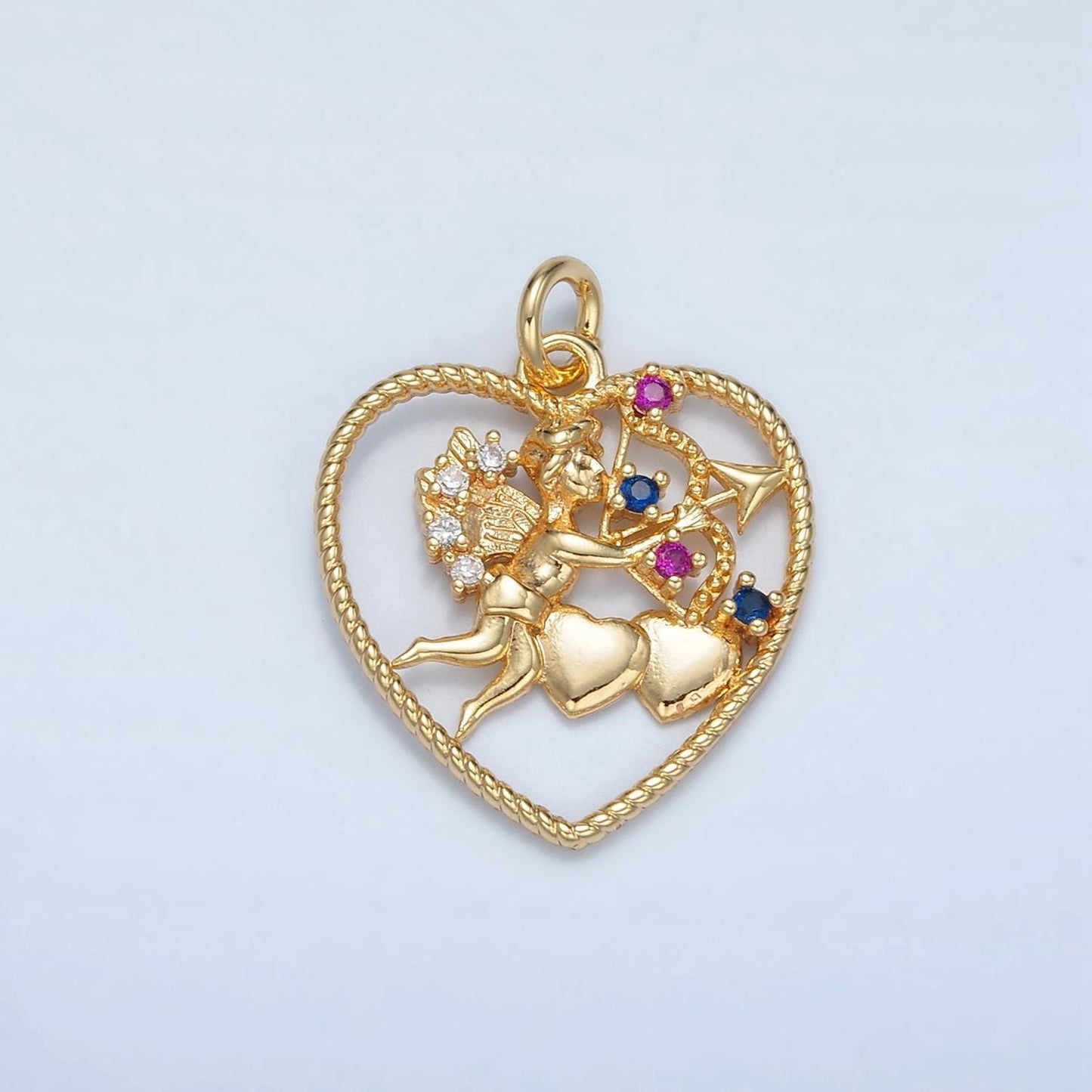24 gold filled open heart w/ cupid of love | e-132