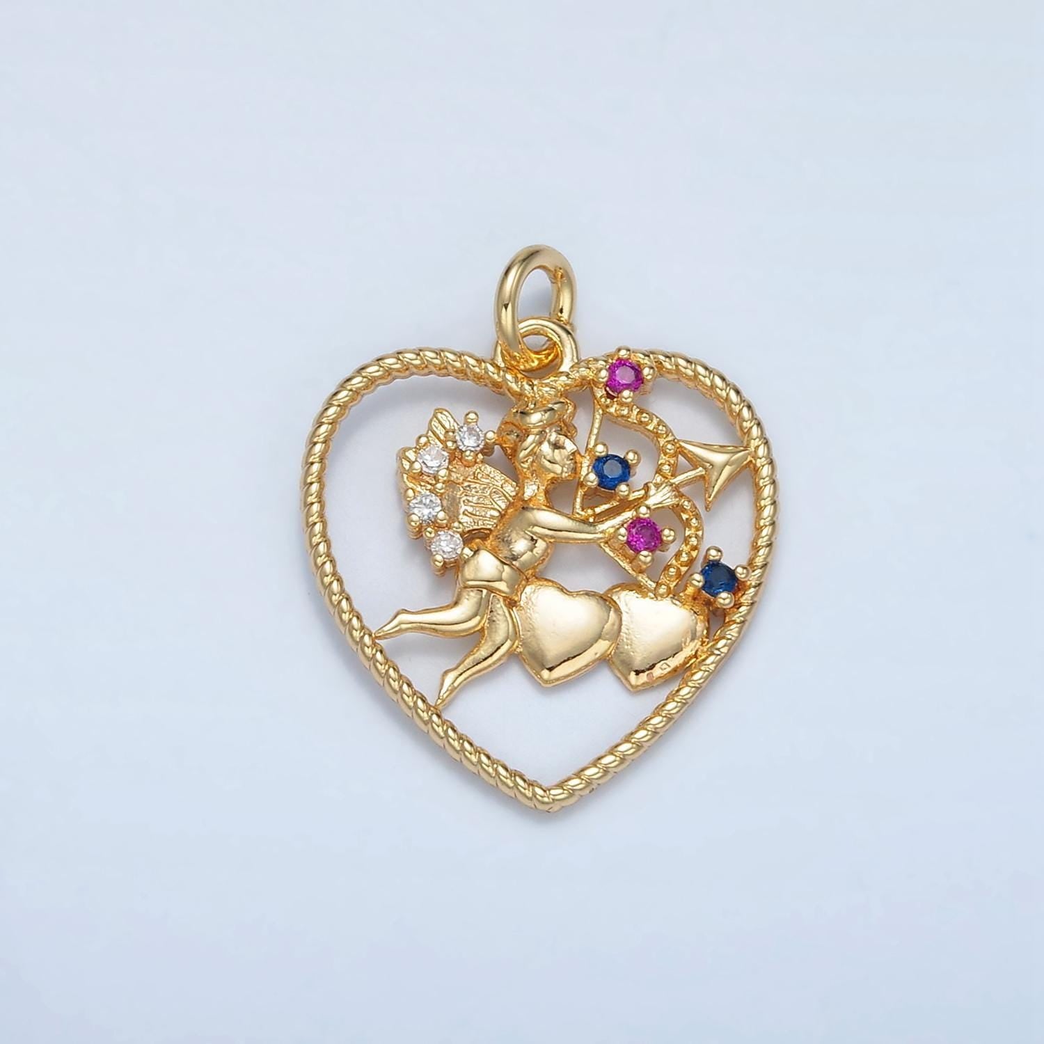 24 gold filled open heart w/ cupid of love | e-132