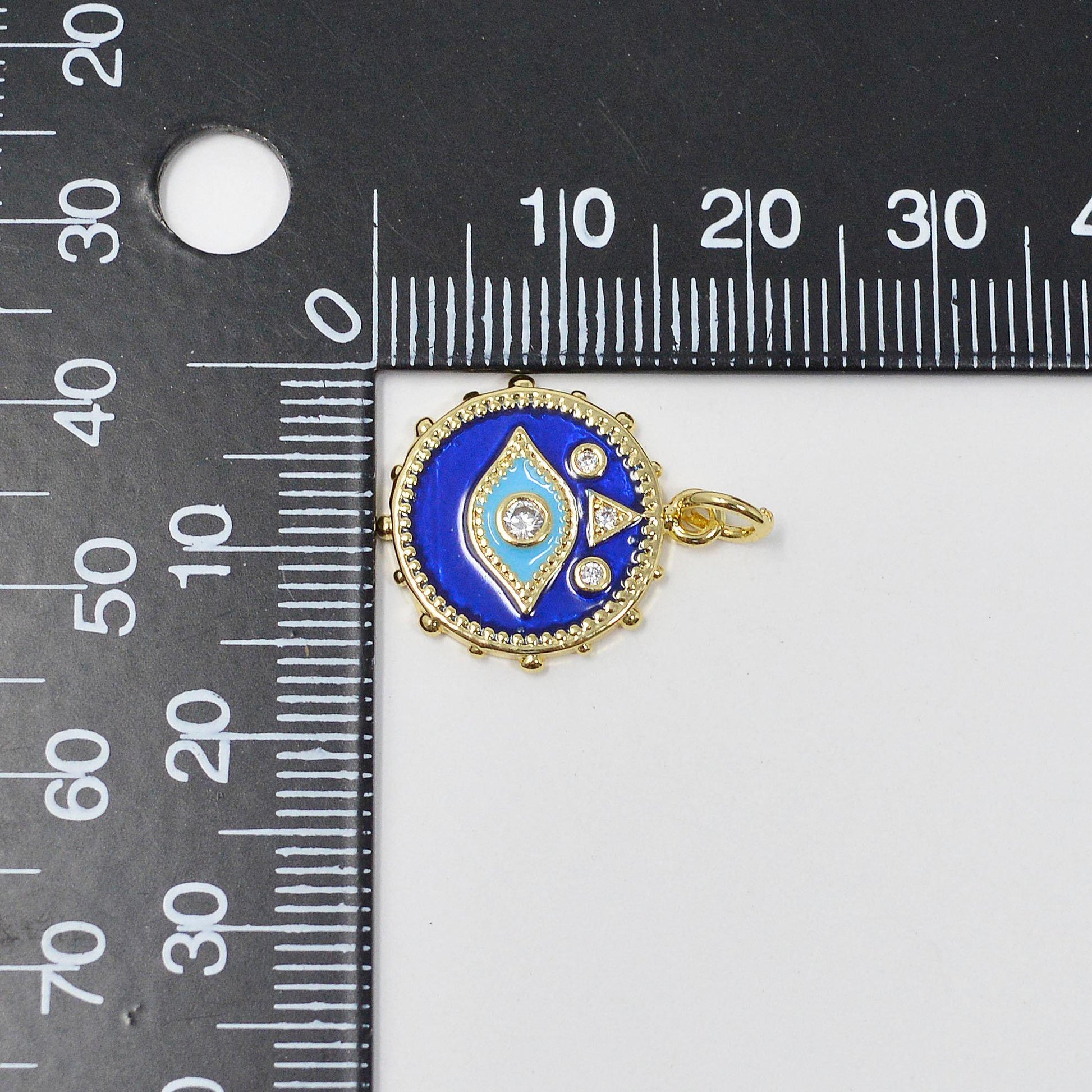 Evil eye blue enamel 24k gold pendant, micro pave evil eye charm for amulet jewelry making supply protection jewelry,pd-2091, e-124