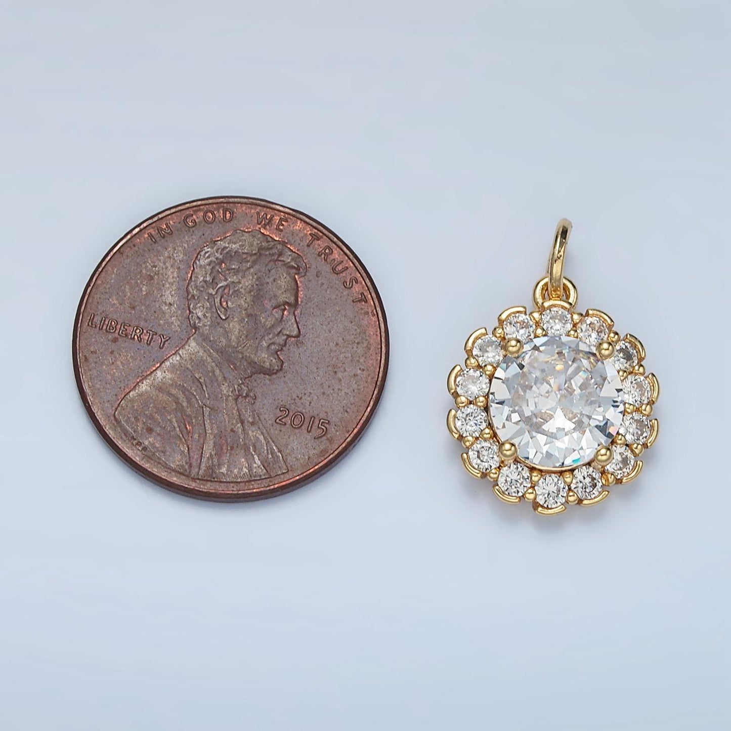 Cz paved flower petals on 24k gold filled cz flower