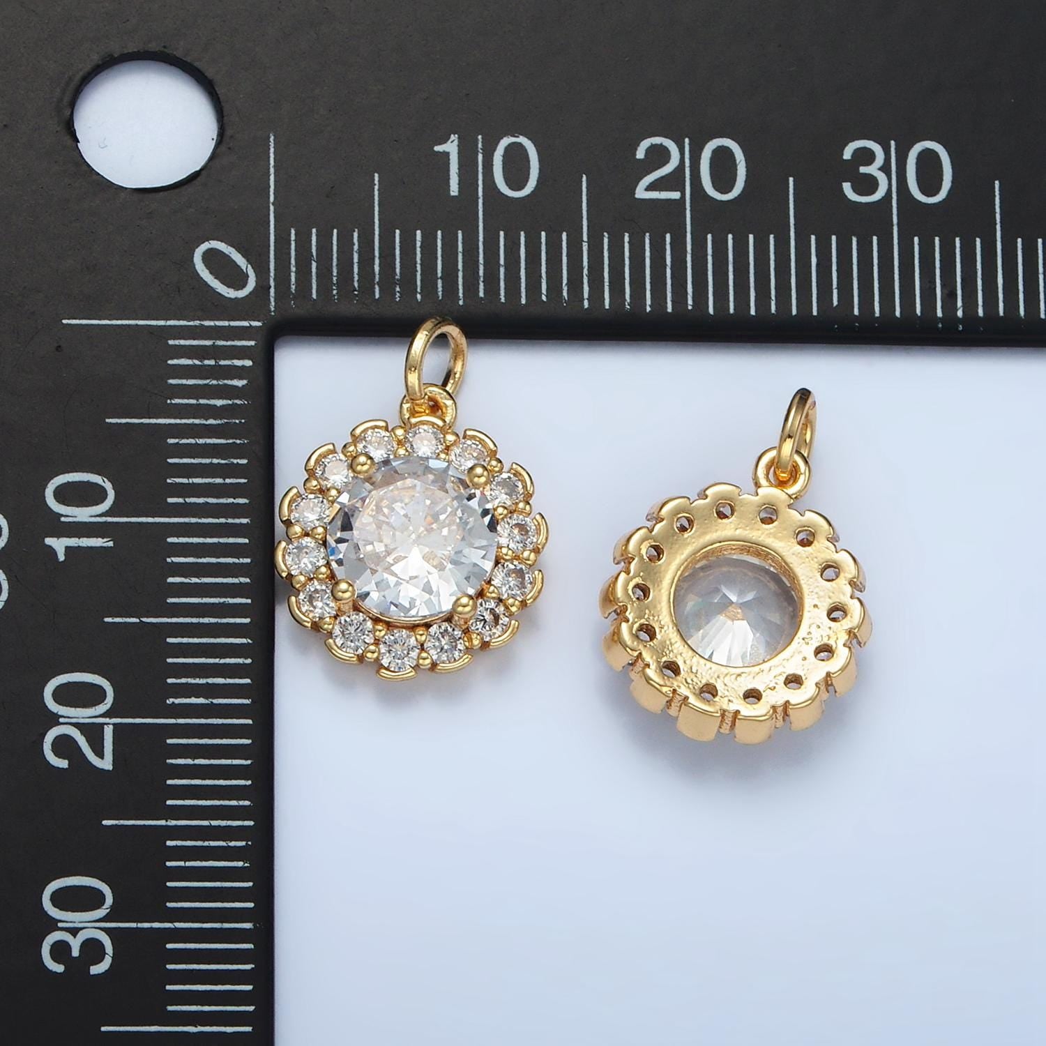 Cz paved flower petals on 24k gold filled cz flower