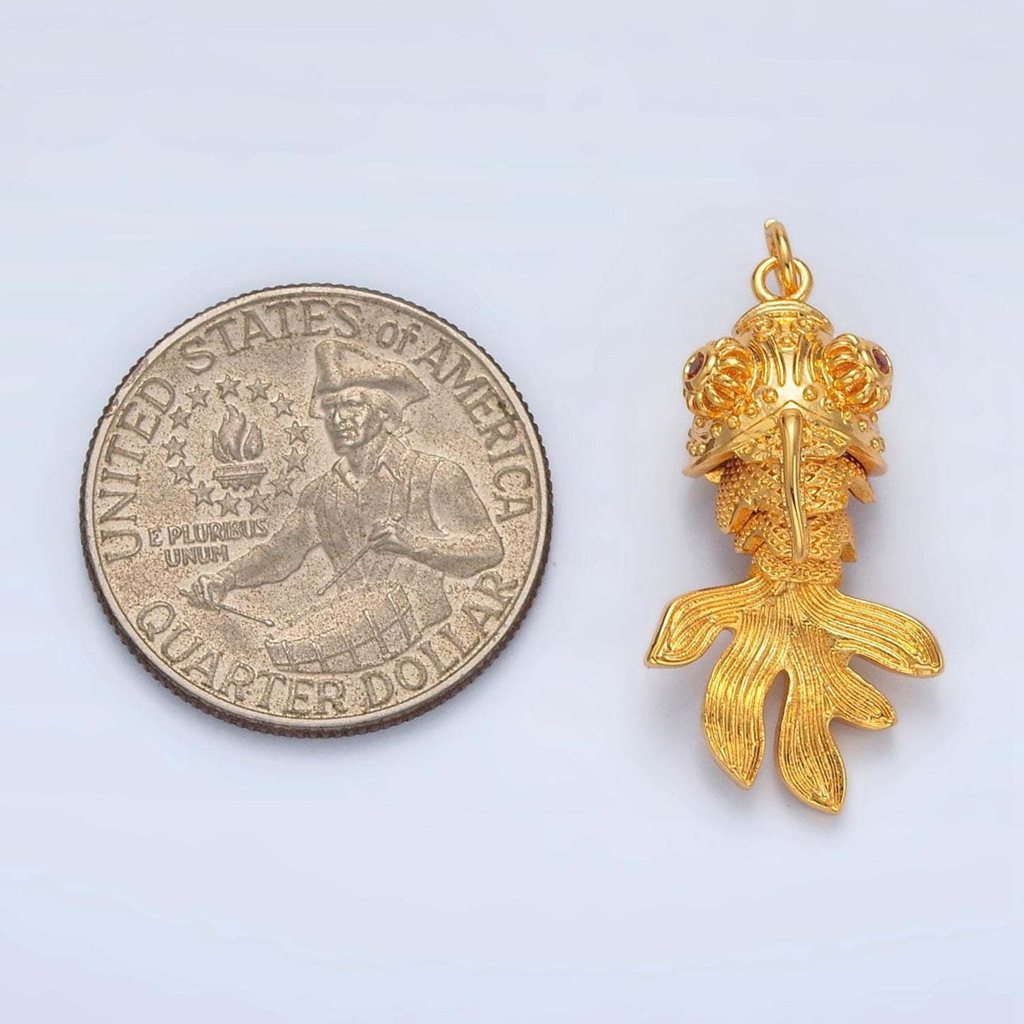 Artisan-textured minimalist 24k gold filled fish, animal pendant | e-047