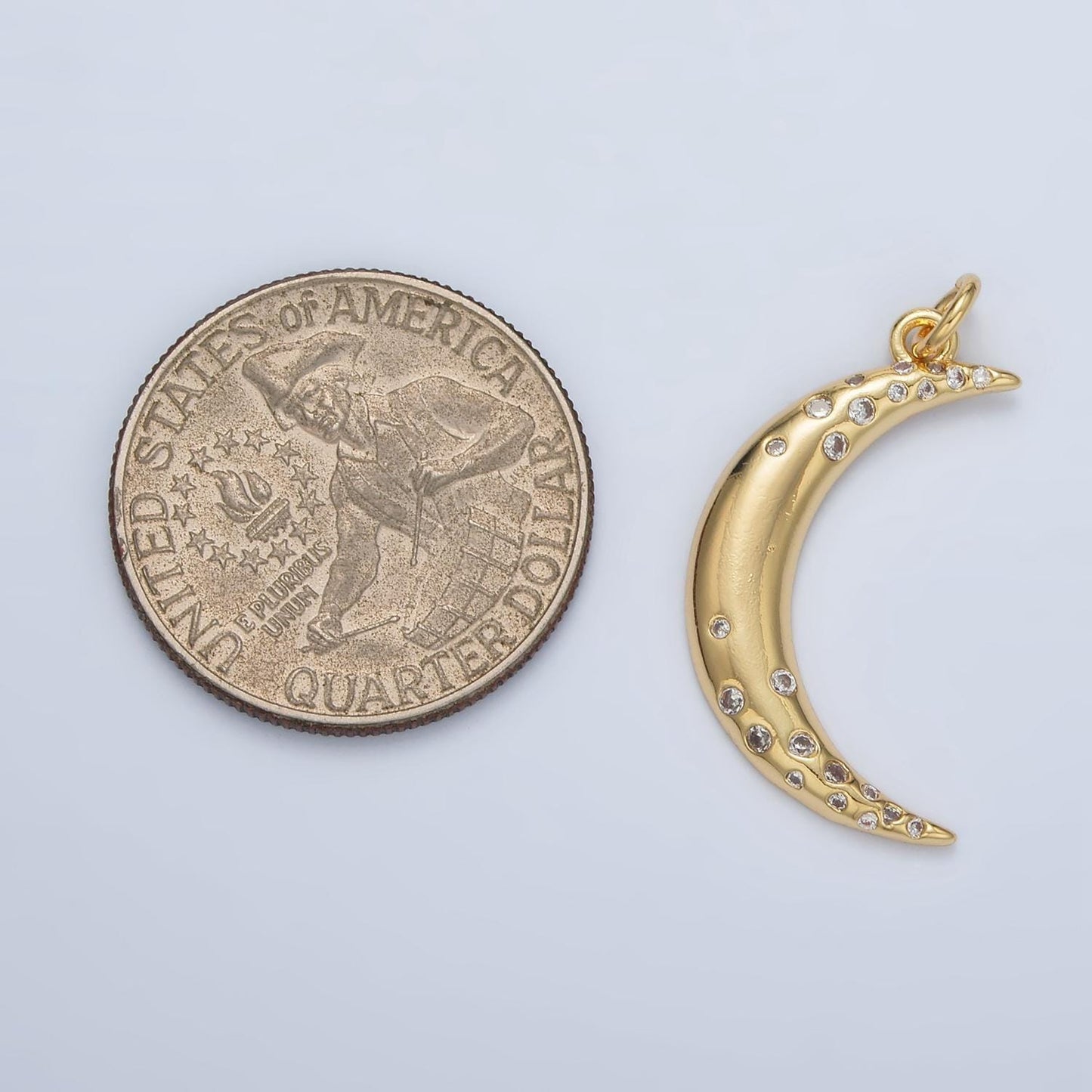 Cubic moon pendant, moon charm, jewelry supplies dainty crescent moon charm for celestial jewelry making