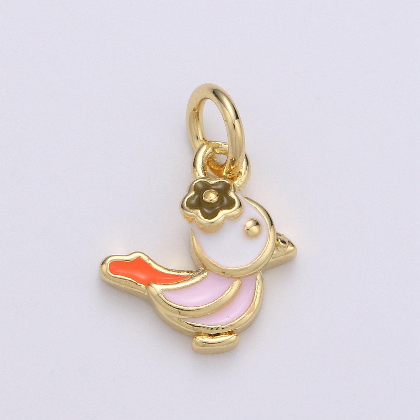 Parakeet necklace bird charm •dainty animal charm jewelry cute pet unique white enamel bird pendant for bracelet necklace earring chgf-1963