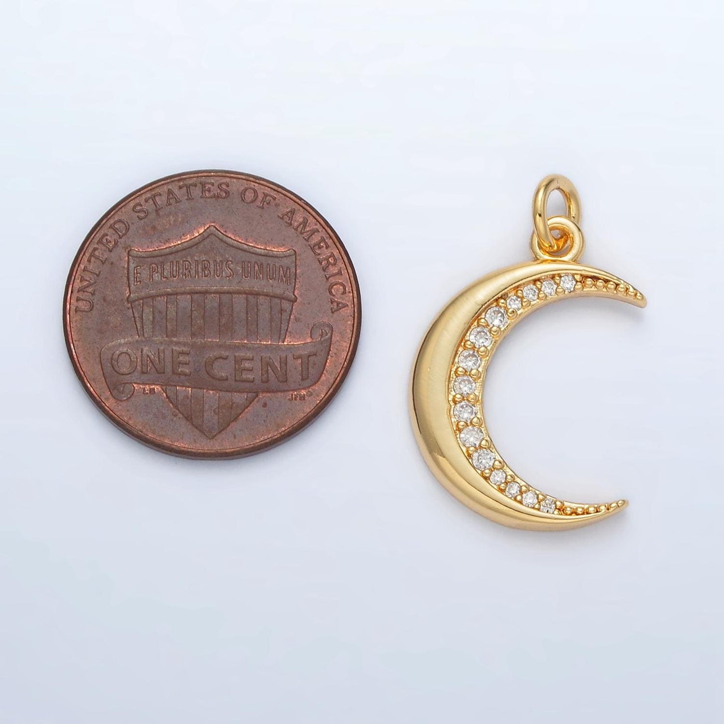 Halve cz paved celestial crescent moon charm | d-901
