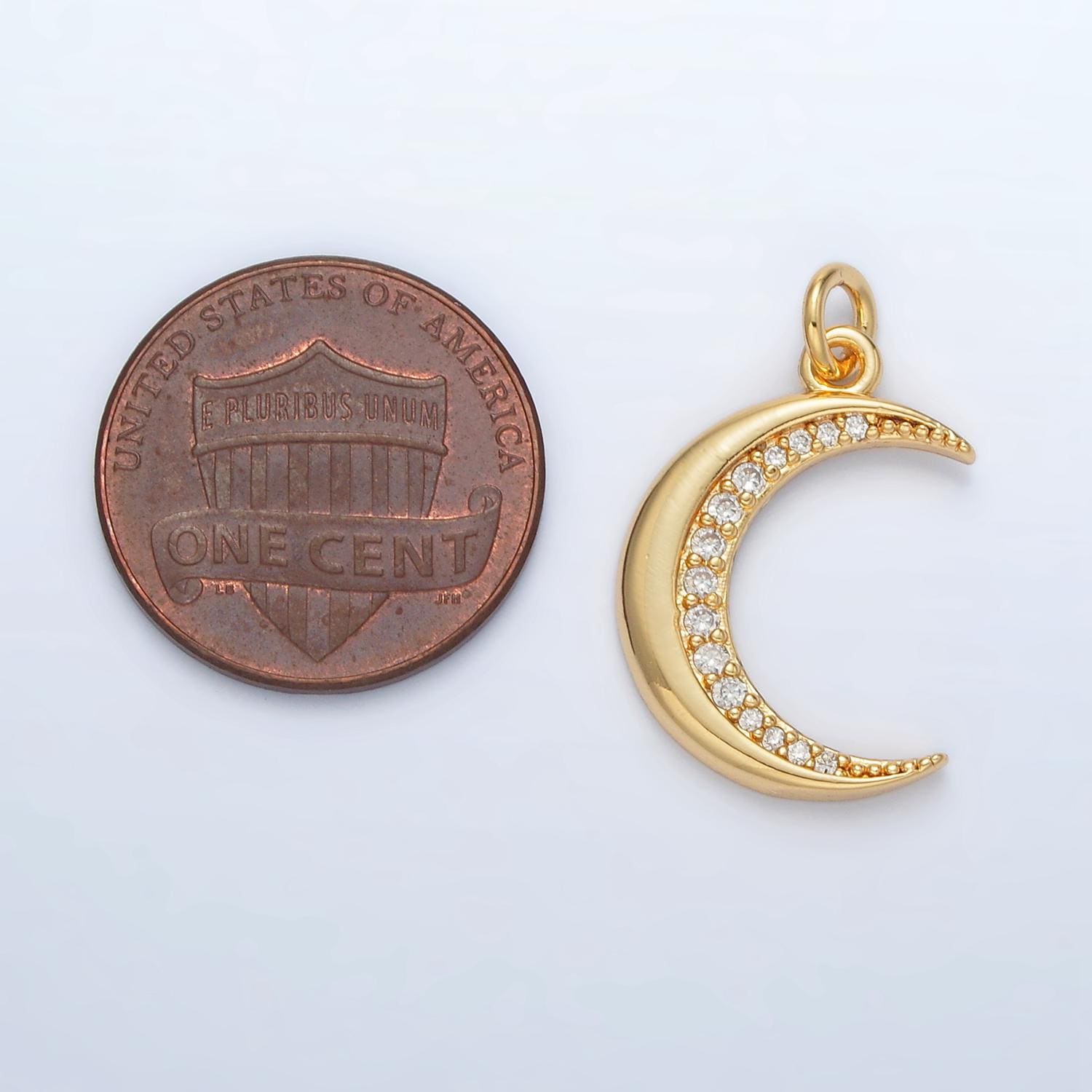 Halve cz paved celestial crescent moon charm | d-901