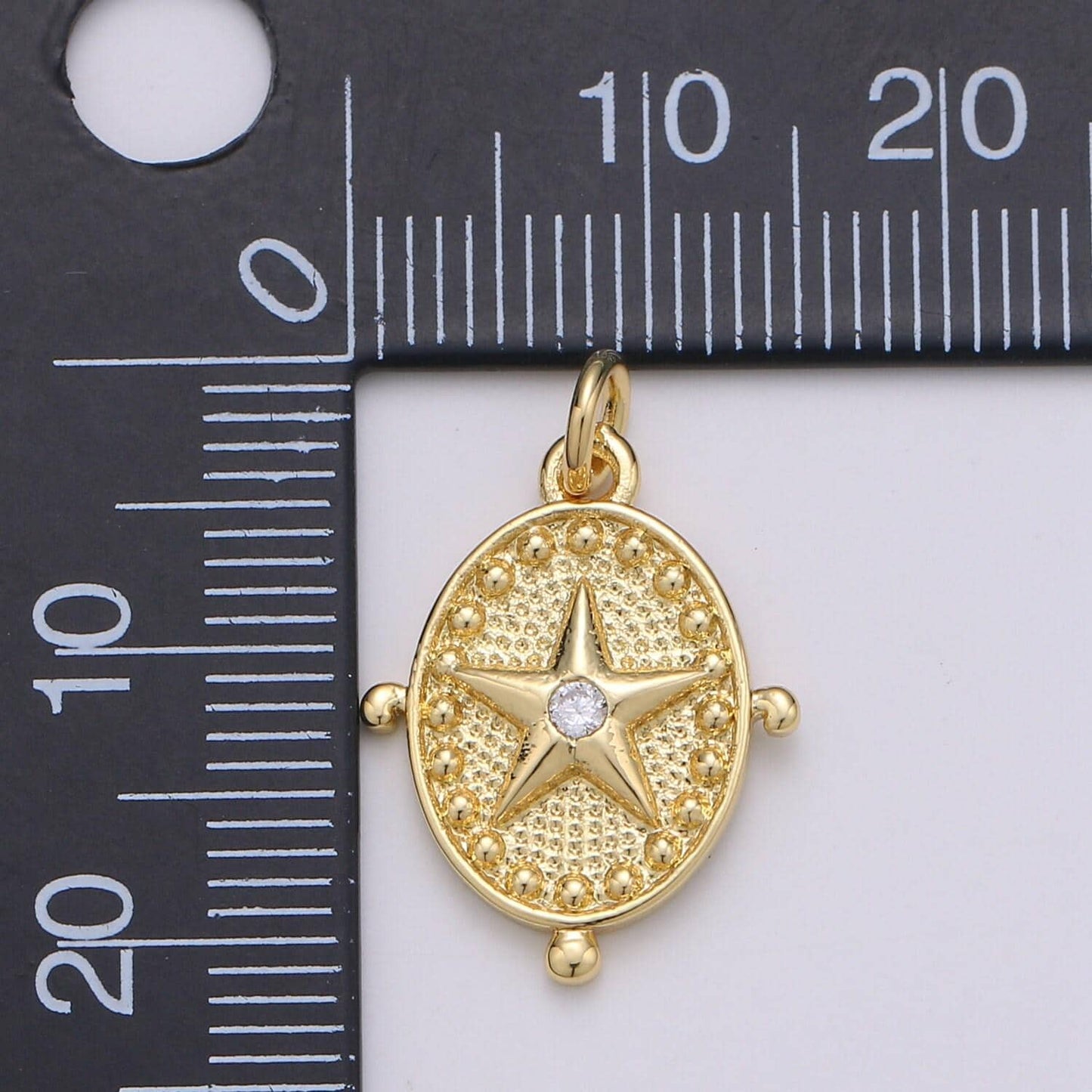 Radiance amulet 24k gold charm, asteroid charm, planetoid pendant, star coin charm, sirius charm, cubic star charm, chgf-1899
