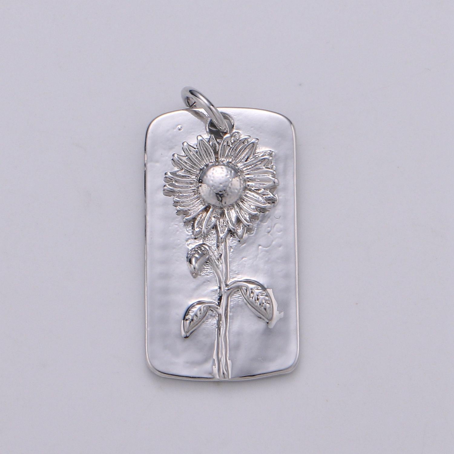 1x white gold flower charms, wild flower pendant, dainty sun flower poppy daisy rose charm for necklace floral jewelry, d-844~d-852