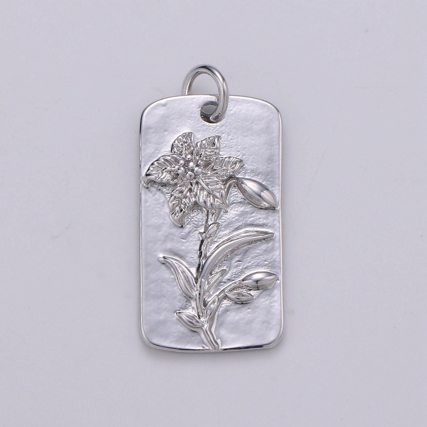 1x white gold flower charms, wild flower pendant, dainty sun flower poppy daisy rose charm for necklace floral jewelry, d-844~d-852