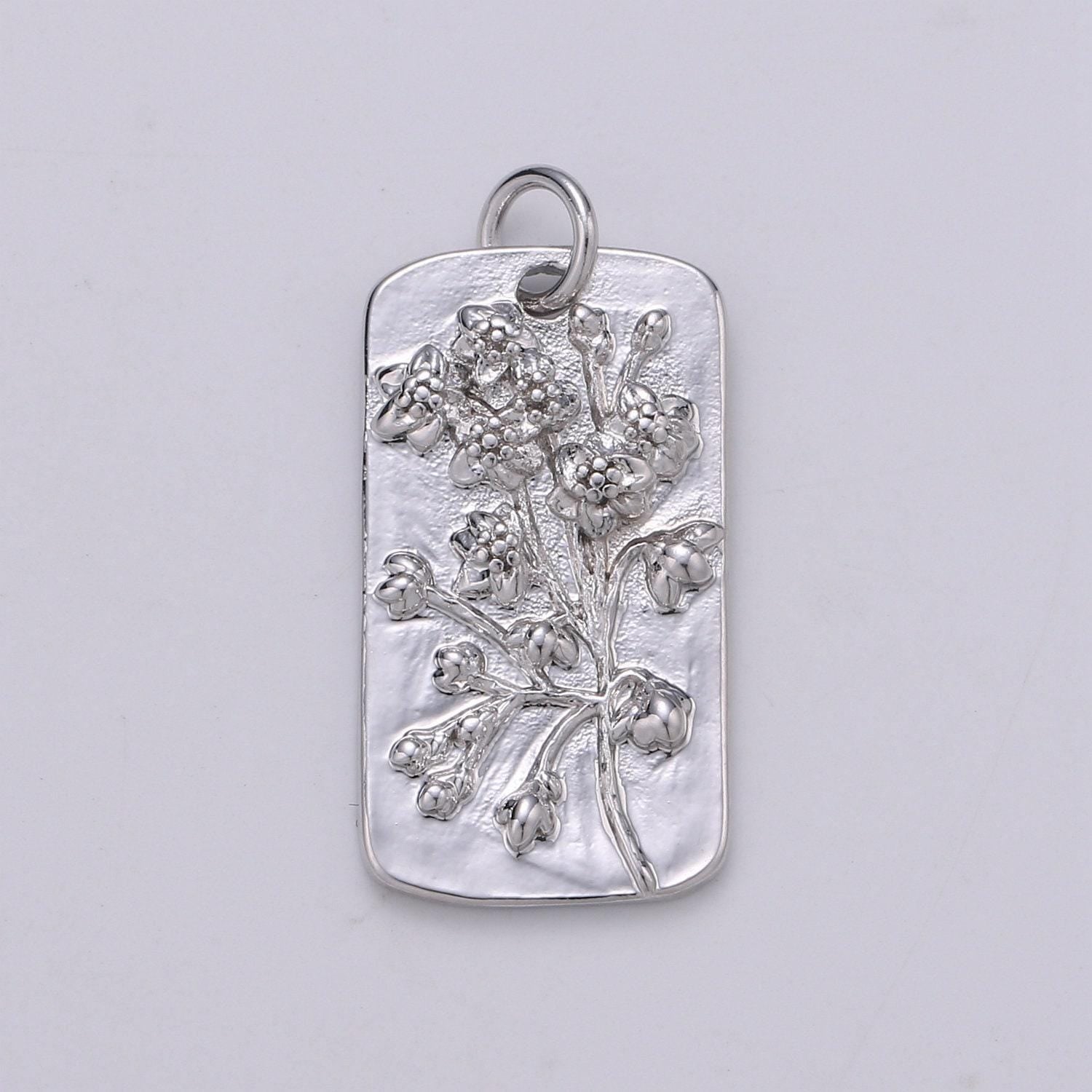 1x white gold flower charms, wild flower pendant, dainty sun flower poppy daisy rose charm for necklace floral jewelry, d-844~d-852