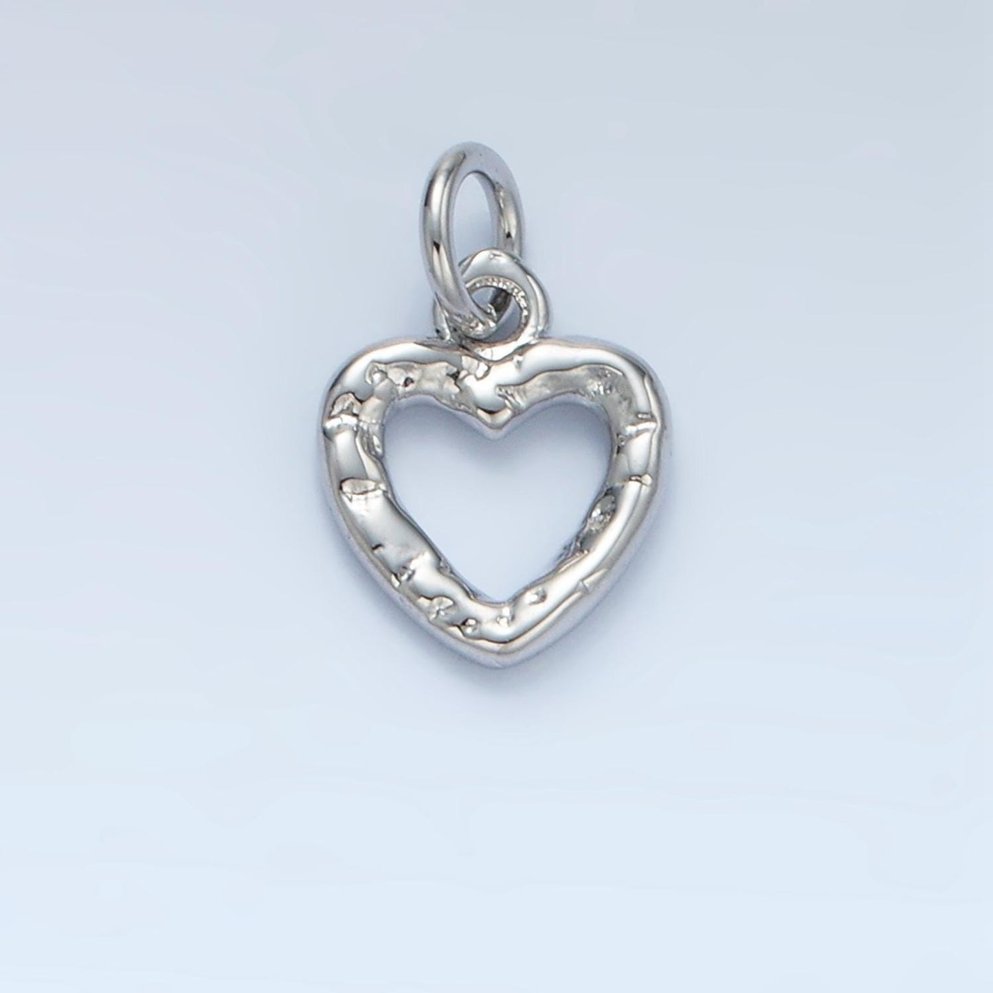 Mini gold hollow heart pendant hammered heart charms rustic findings geometry dangle pendant -jewelry supplies d743