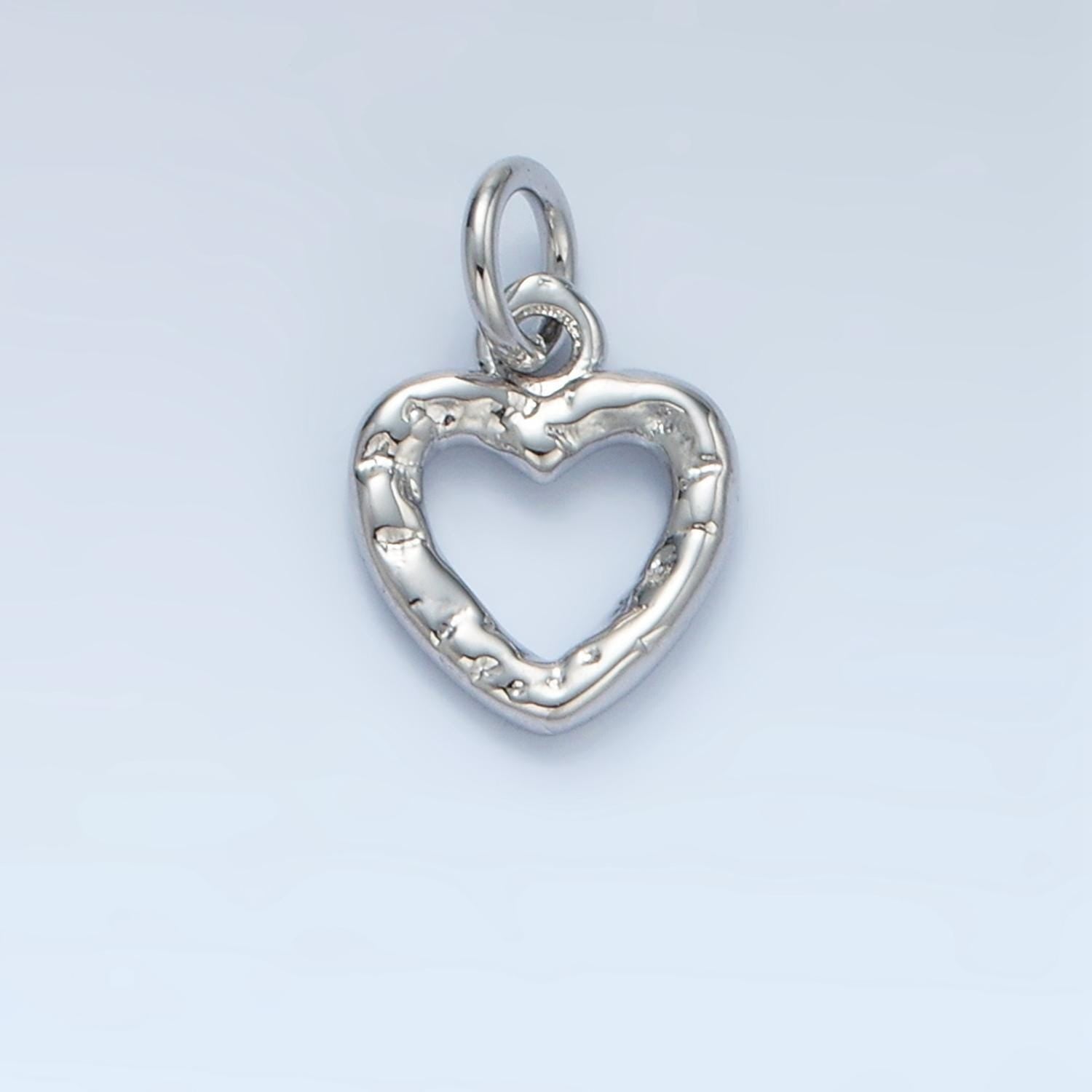 Mini gold hollow heart pendant hammered heart charms rustic findings geometry dangle pendant -jewelry supplies d743