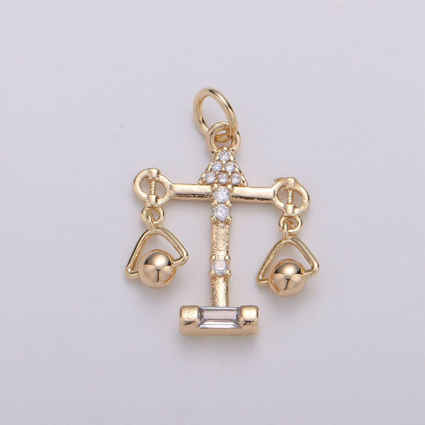 18k gold zodiac sign charm, dainty libra scales sign astrology pendant charm for necklace earring supply