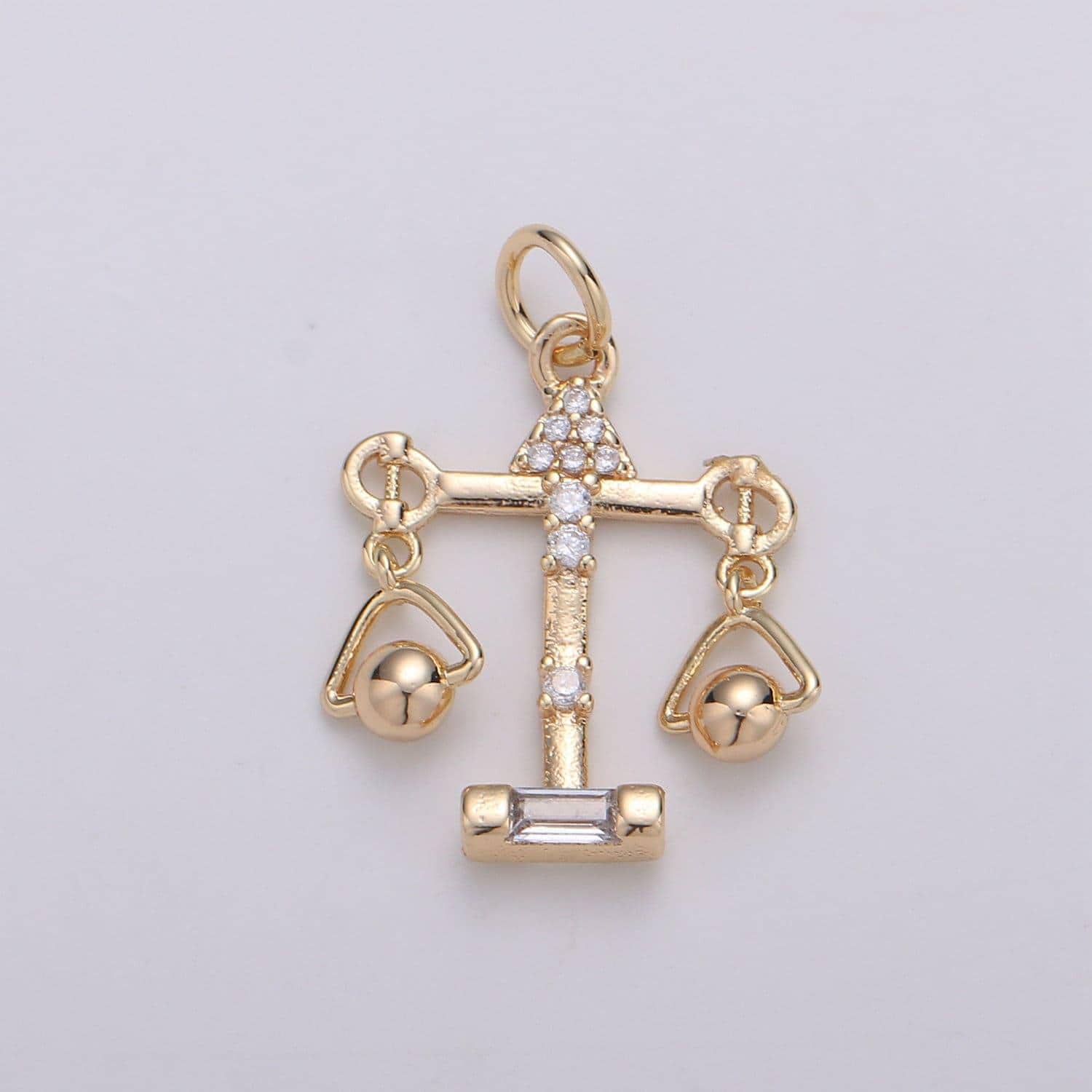 18k gold zodiac sign charm, dainty libra scales sign astrology pendant charm for necklace earring supply