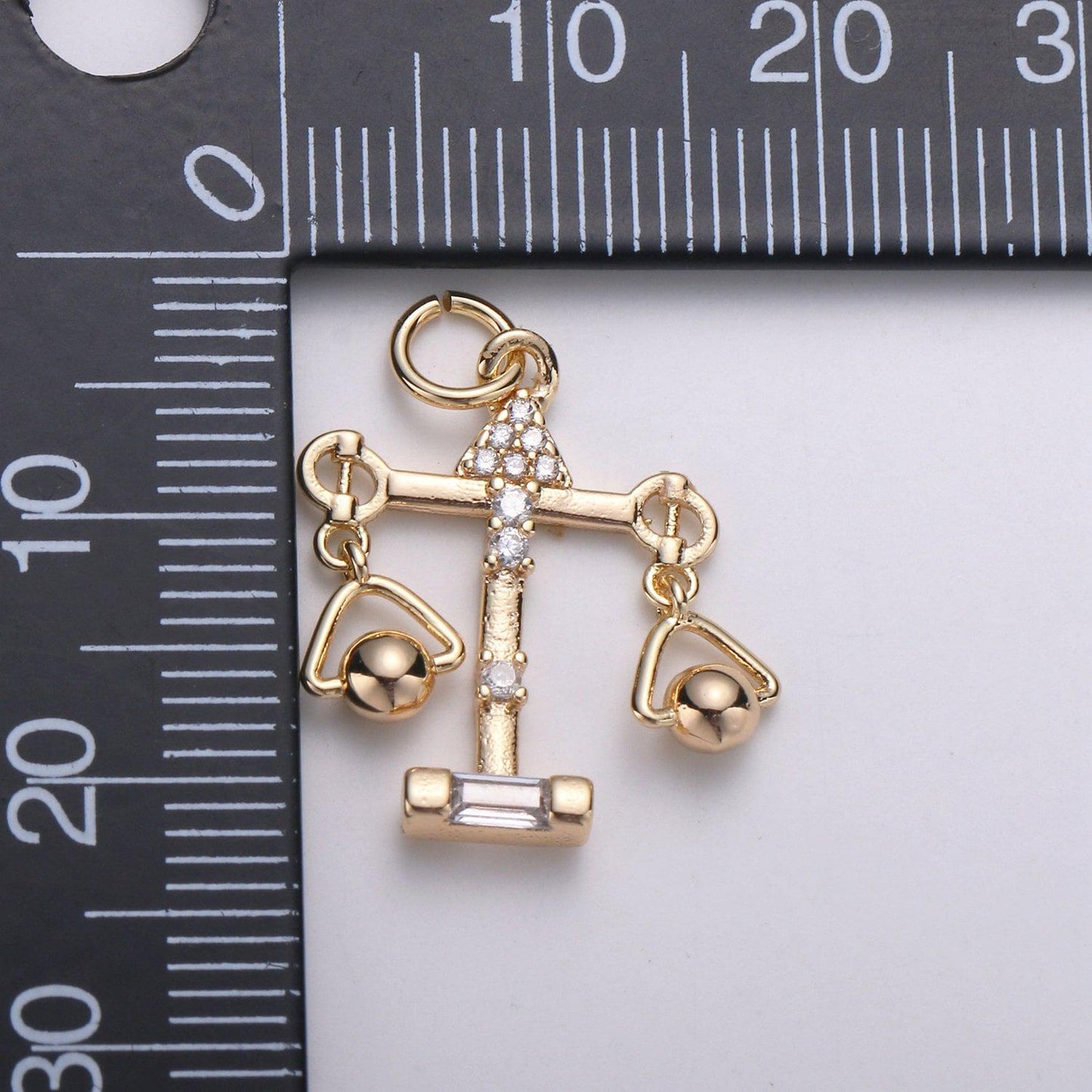 18k gold zodiac sign charm, dainty libra scales sign astrology pendant charm for necklace earring supply