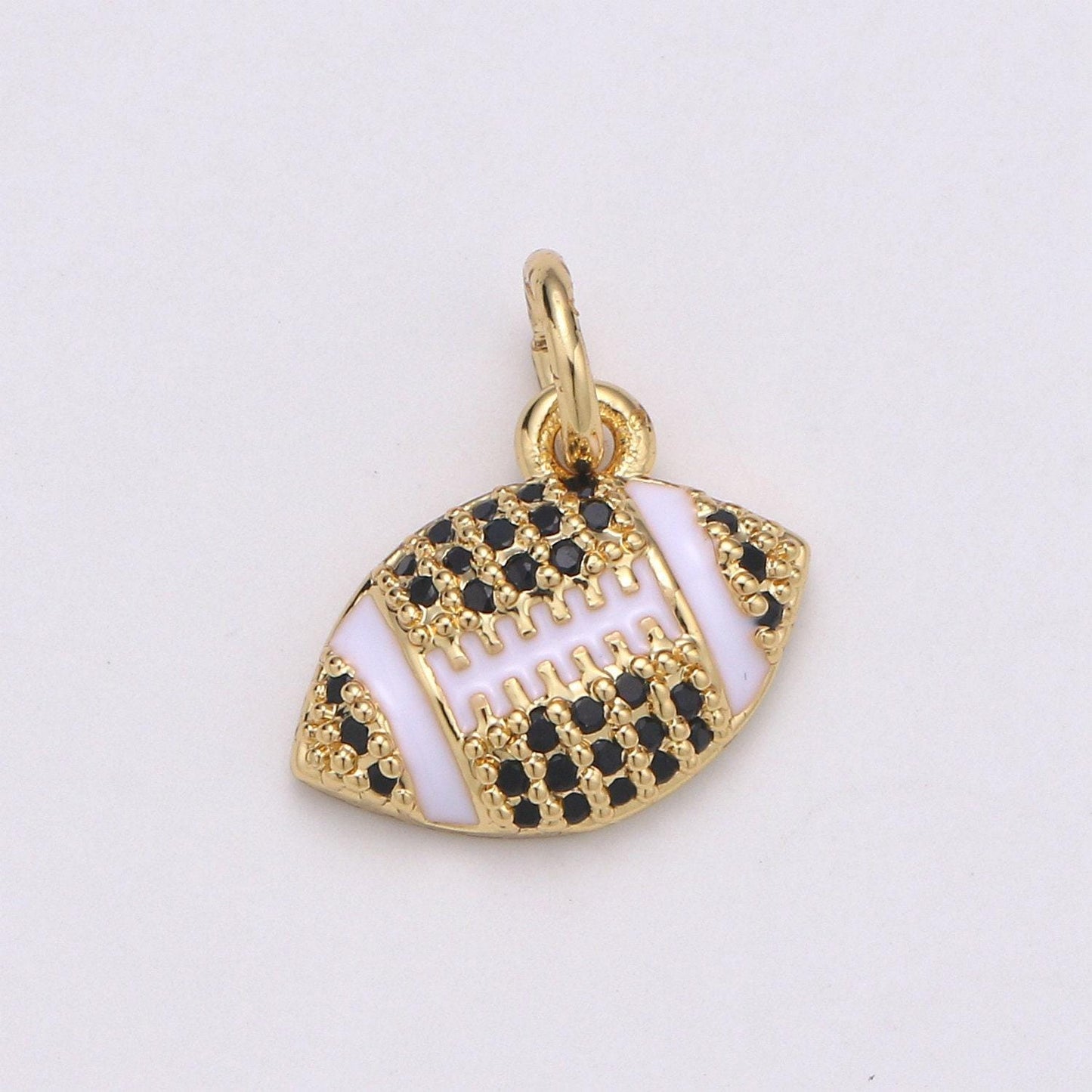 Football pendant enamel small charm for handmade jewelry supplies 24k gold red micro pave cubic ball charm sticth ball,d731-d732