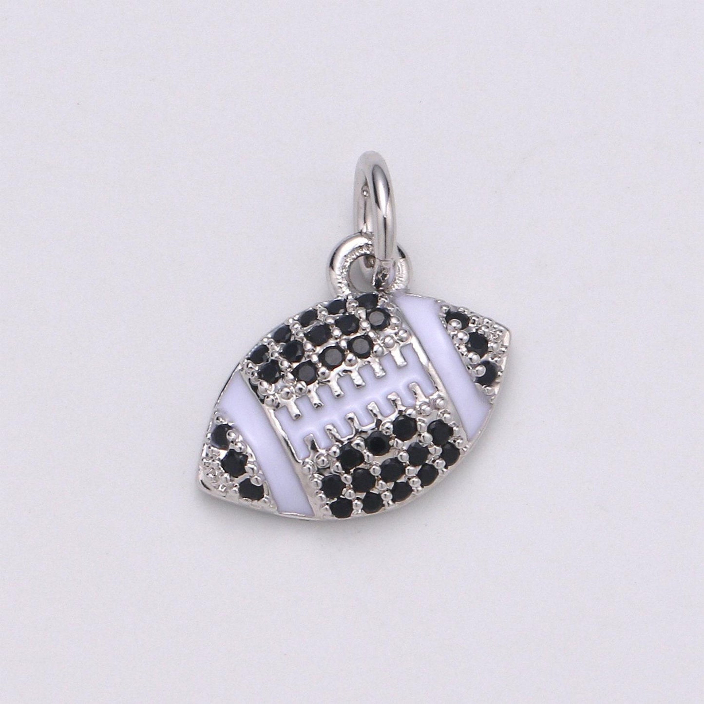 Football pendant enamel small charm for handmade jewelry supplies 24k gold red micro pave cubic ball charm sticth ball,d731-d732