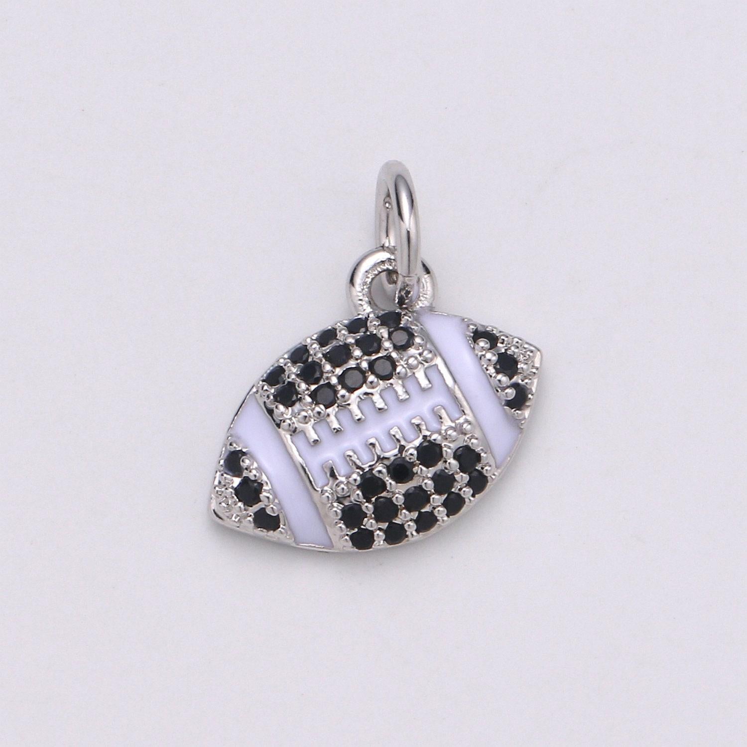 Football pendant enamel small charm for handmade jewelry supplies 24k gold red micro pave cubic ball charm sticth ball,d731-d732