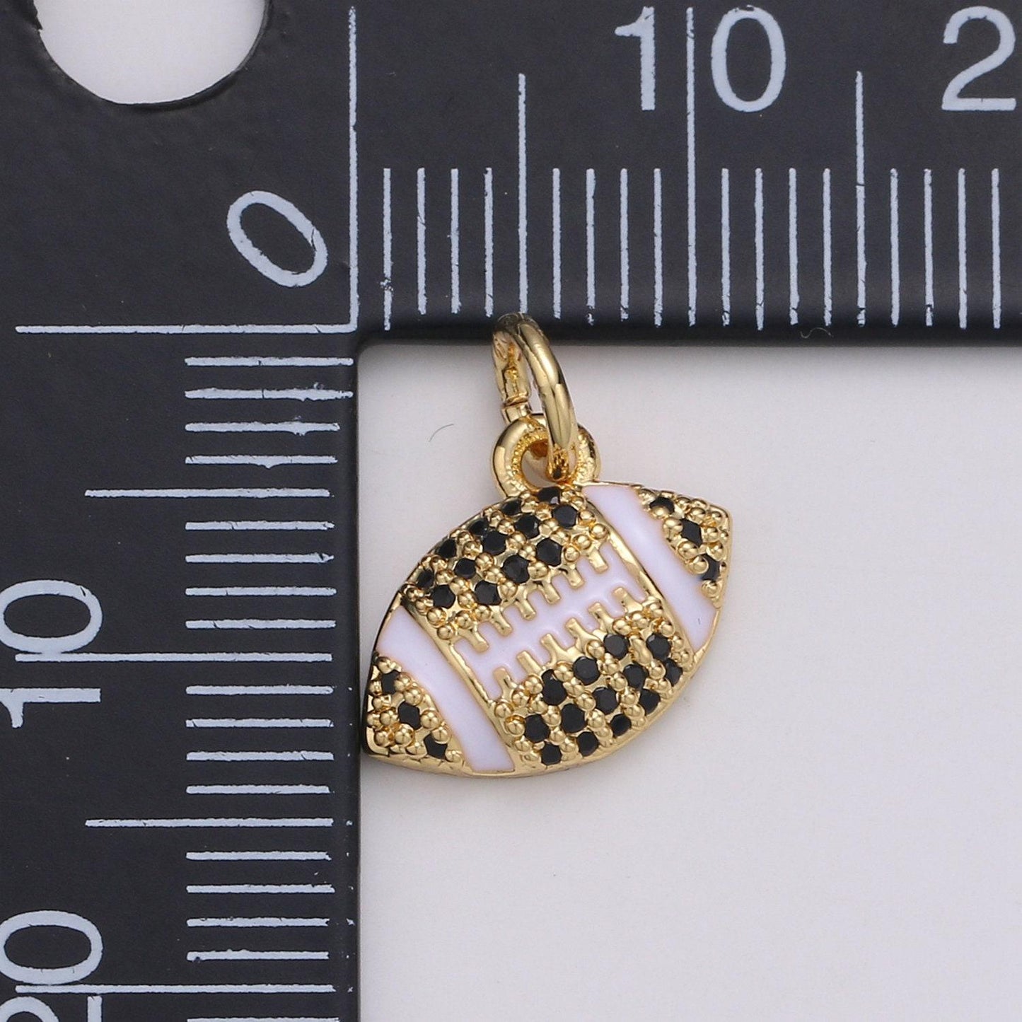 Football pendant enamel small charm for handmade jewelry supplies 24k gold red micro pave cubic ball charm sticth ball,d731-d732