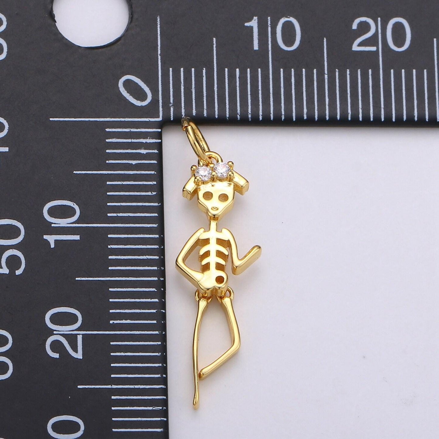 Girl woman day of the dead charm - dia de los muertos pendant miniature skeleton gold skull charm for halloween necklace jewelry supply d691
