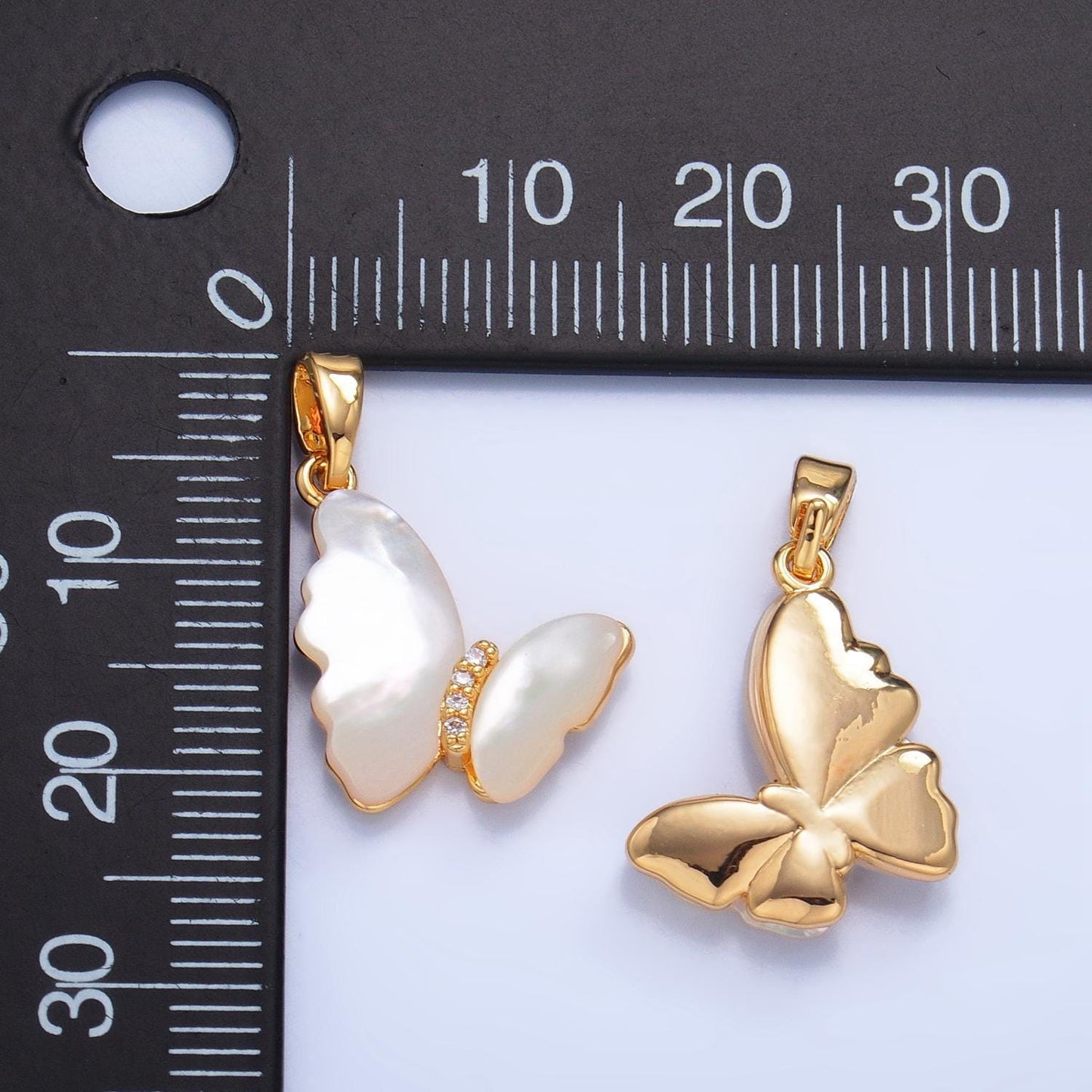 24k gold filled shell pearl butterfly charm animal pendant for necklace bracelet earring charm | aa-a1022