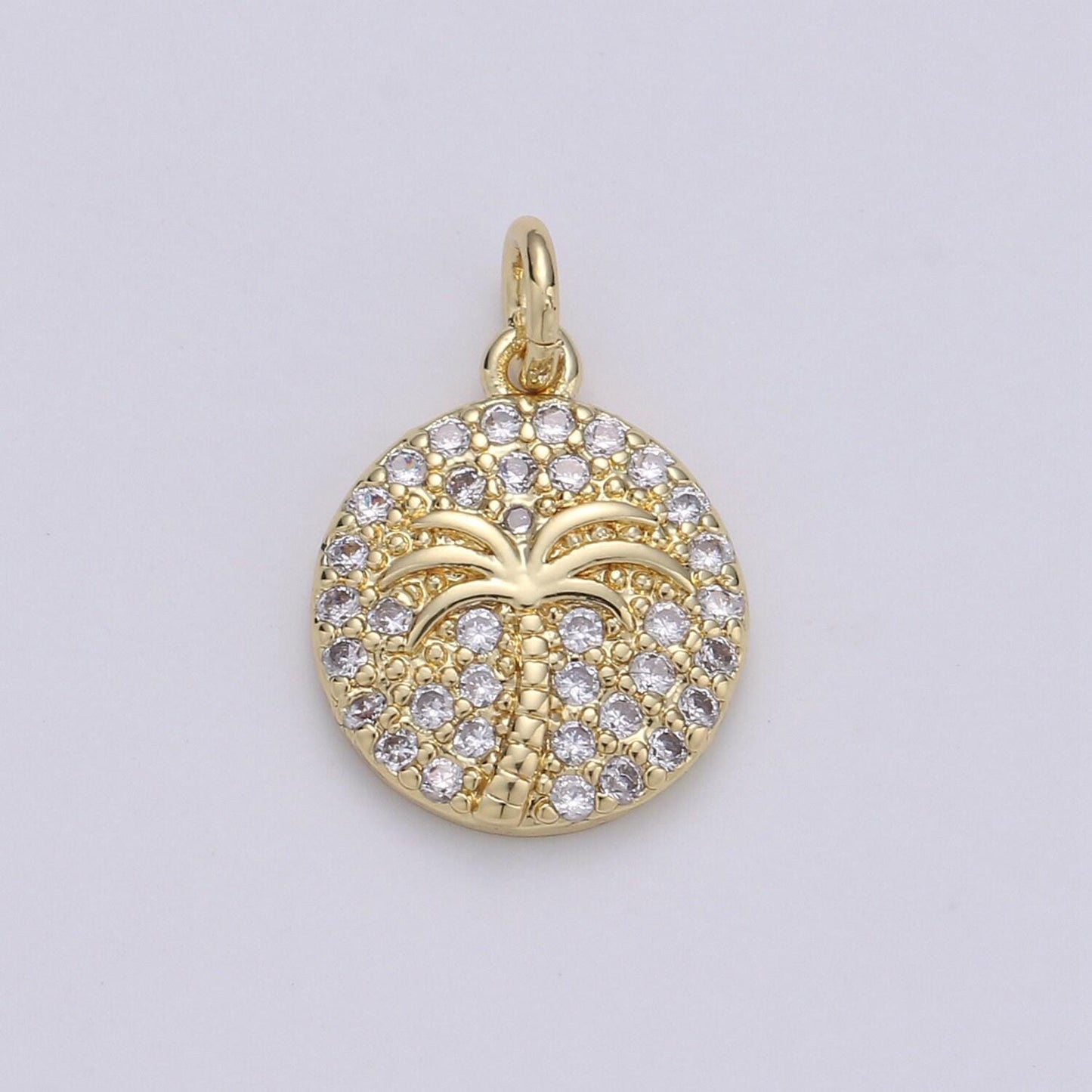 10x15mm 14k gold charms, pave palm tree, cz charms, palm tree pendant, gold charms, cz pendant, charms, micro pave charm d-645~d-650