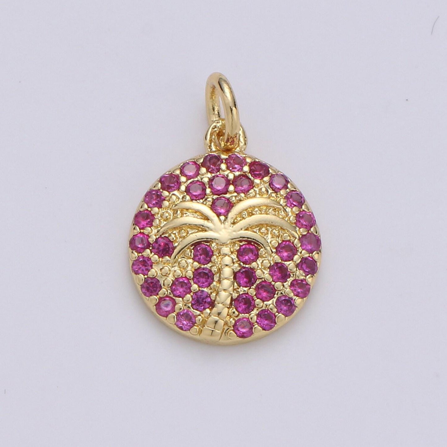 10x15mm 14k gold charms, pave palm tree, cz charms, palm tree pendant, gold charms, cz pendant, charms, micro pave charm d-645~d-650