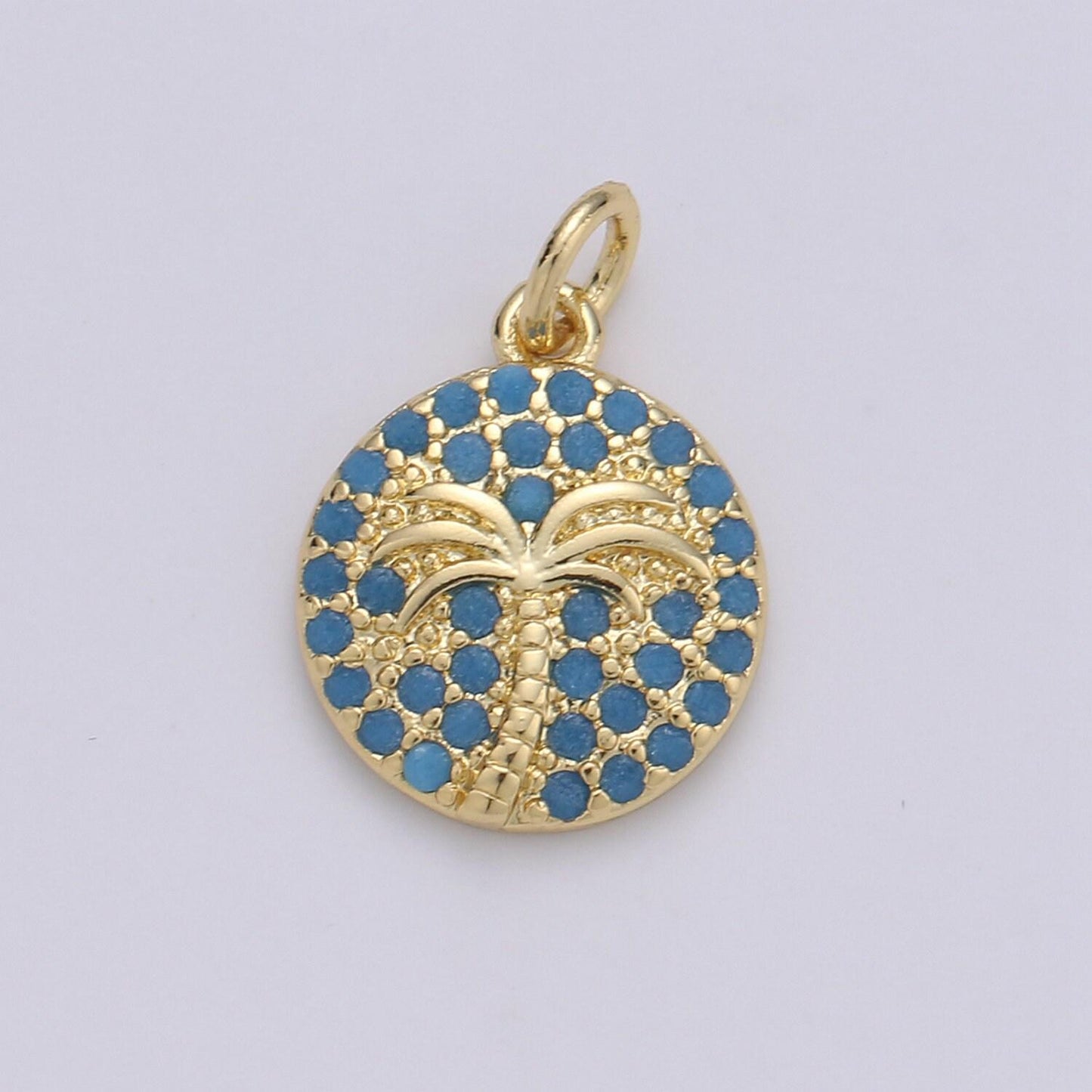 10x15mm 14k gold charms, pave palm tree, cz charms, palm tree pendant, gold charms, cz pendant, charms, micro pave charm d-645~d-650