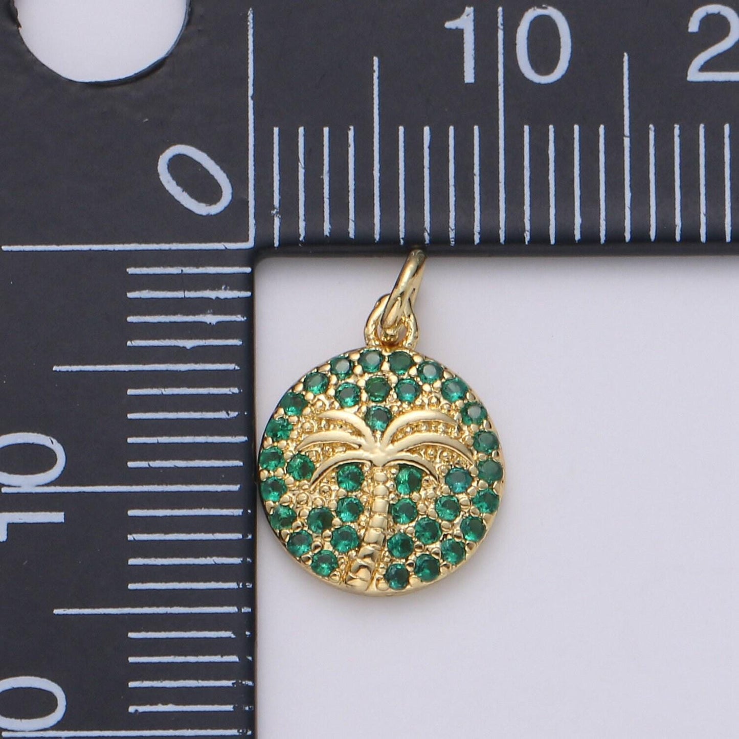 10x15mm 14k gold charms, pave palm tree, cz charms, palm tree pendant, gold charms, cz pendant, charms, micro pave charm d-645~d-650