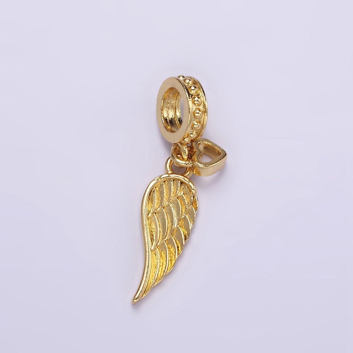 24k gold filled micro paved cz angel wing charm protection pendant | d642