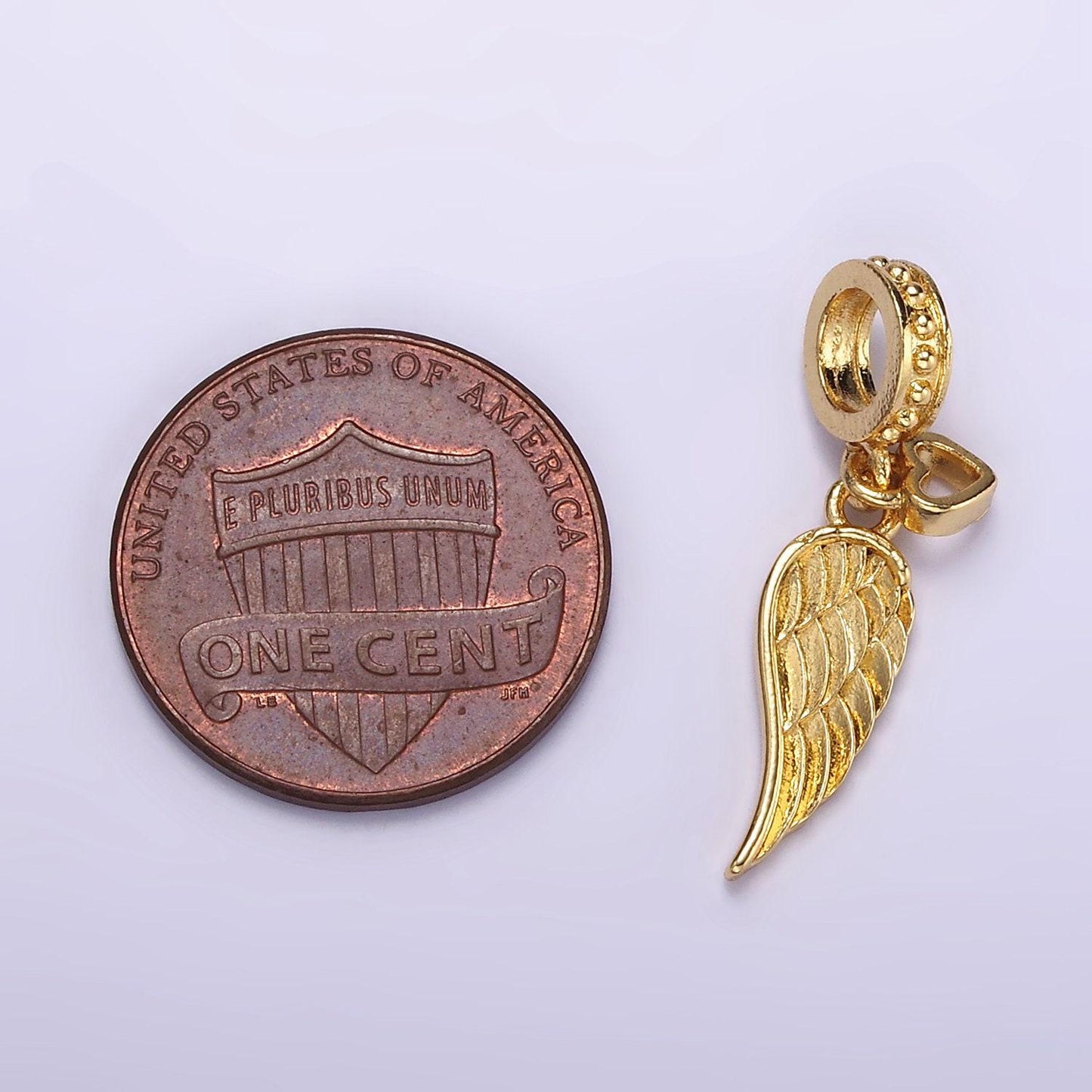 24k gold filled micro paved cz angel wing charm protection pendant | d642