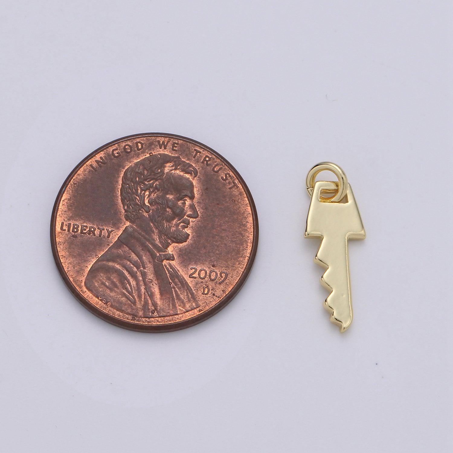 1pc 14k gold key pendant charm, dainty key pendant charm, lock pendant, for men jewelry making supply
