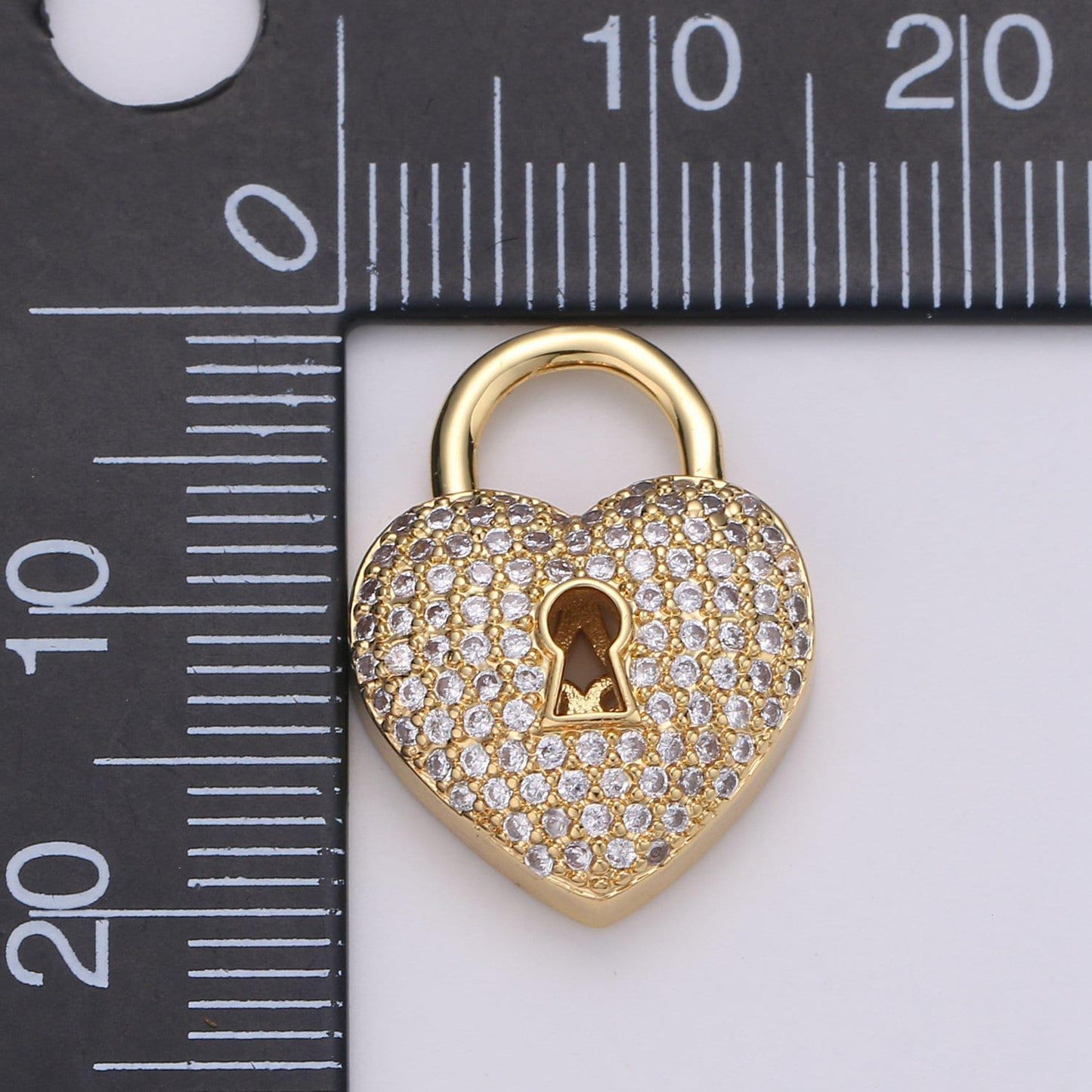 24k gold padlock charm gold cz micro pave charm pendant heart lock charm necklace for statement necklace component