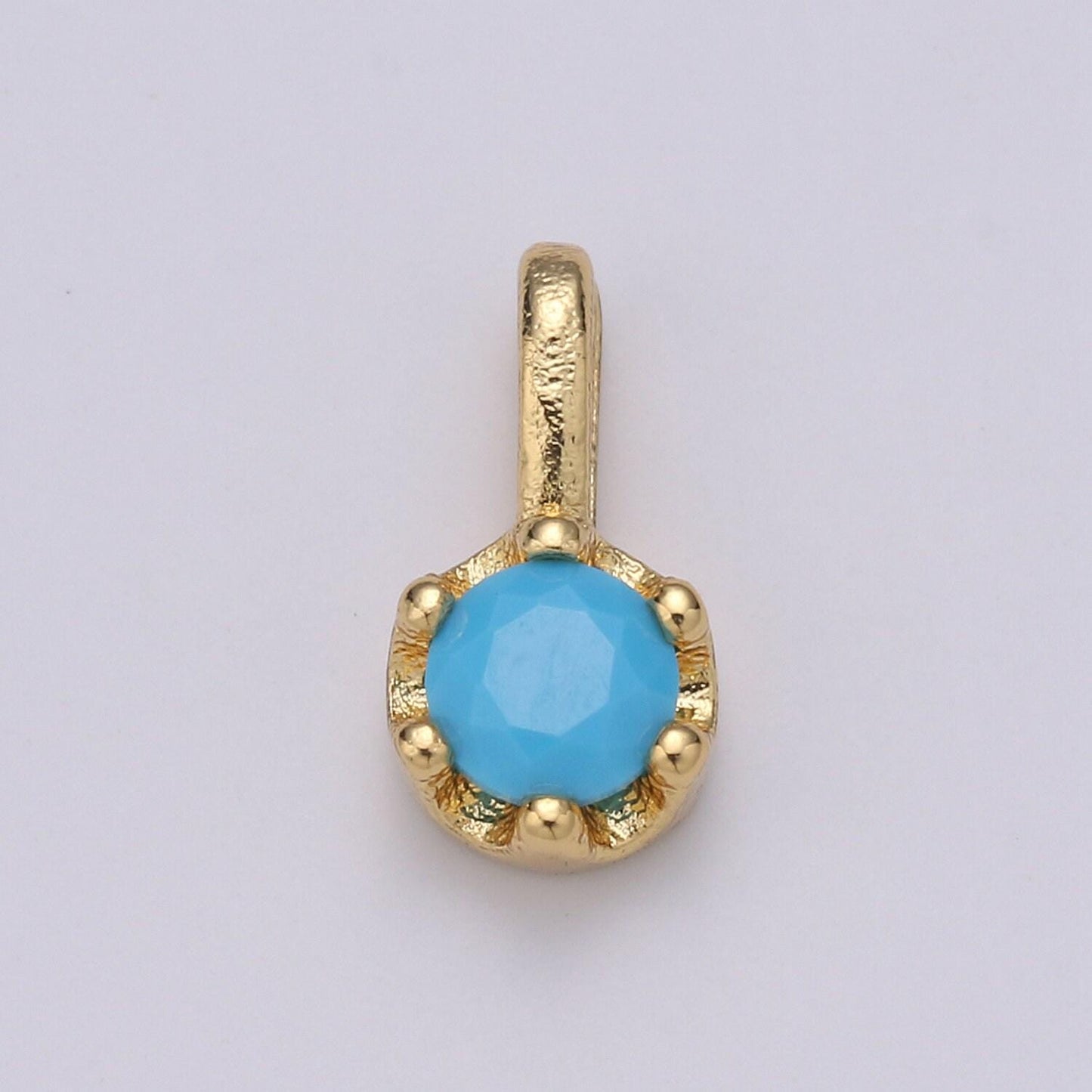 Tiny dainty round gold charm cz cubic zirconia 10mm charm drop round small color full cz birthstone add on charm dangle charm, ch: 1627-1632