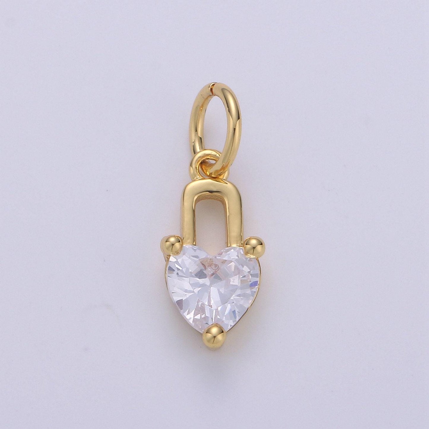 Mini 24k gold heart charms, love charm, cubic charm ,gold love lock charm relationship jewelry inspired