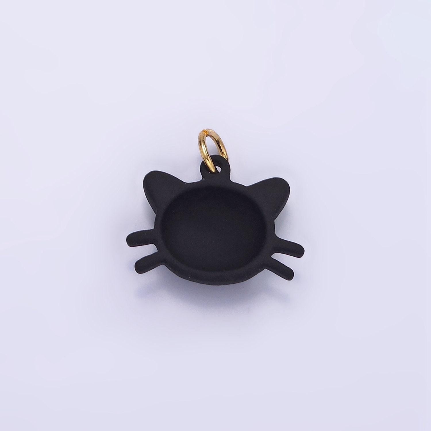 Dainty black cat charm mini cartoon cat pendants enamel halloween charm for bracelet earring necklace charm supply | d-557