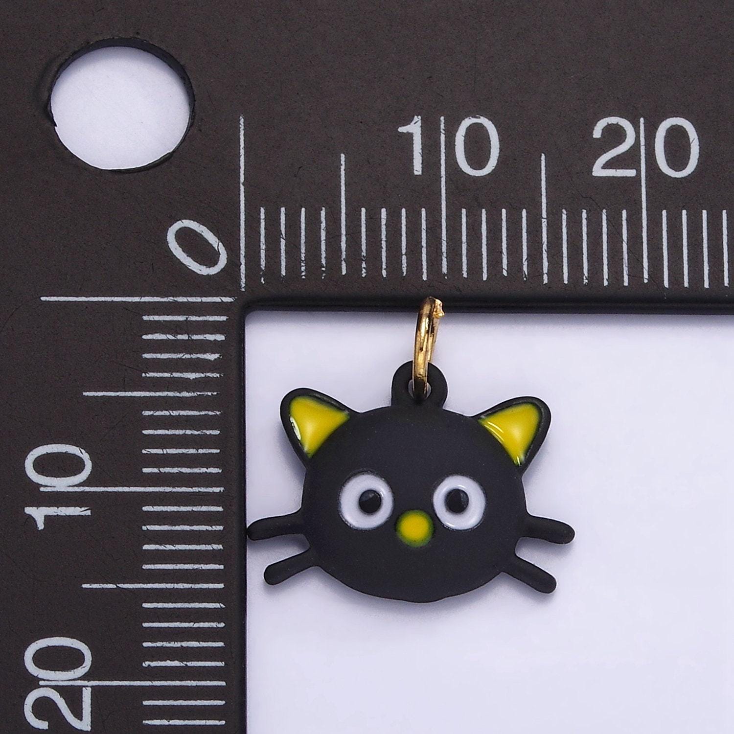 Dainty black cat charm mini cartoon cat pendants enamel halloween charm for bracelet earring necklace charm supply | d-557