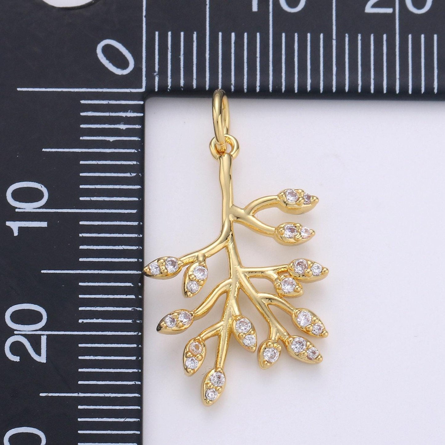 1x dainty gold olive leaf charms pendant, tree branch leaf charm diy earring necklace jewelry accessory diy craft micro pave charm chgf-1583