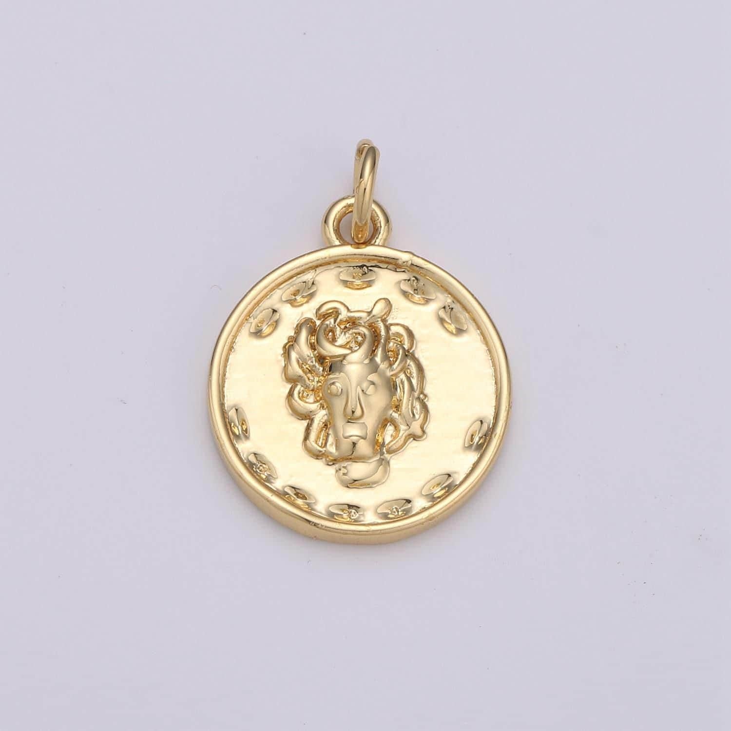 14k gold medusa charms, 20x15mm gold pendant, coin charms, gold charms, medallion charms, disc charm, greek charm, chgf-1567
