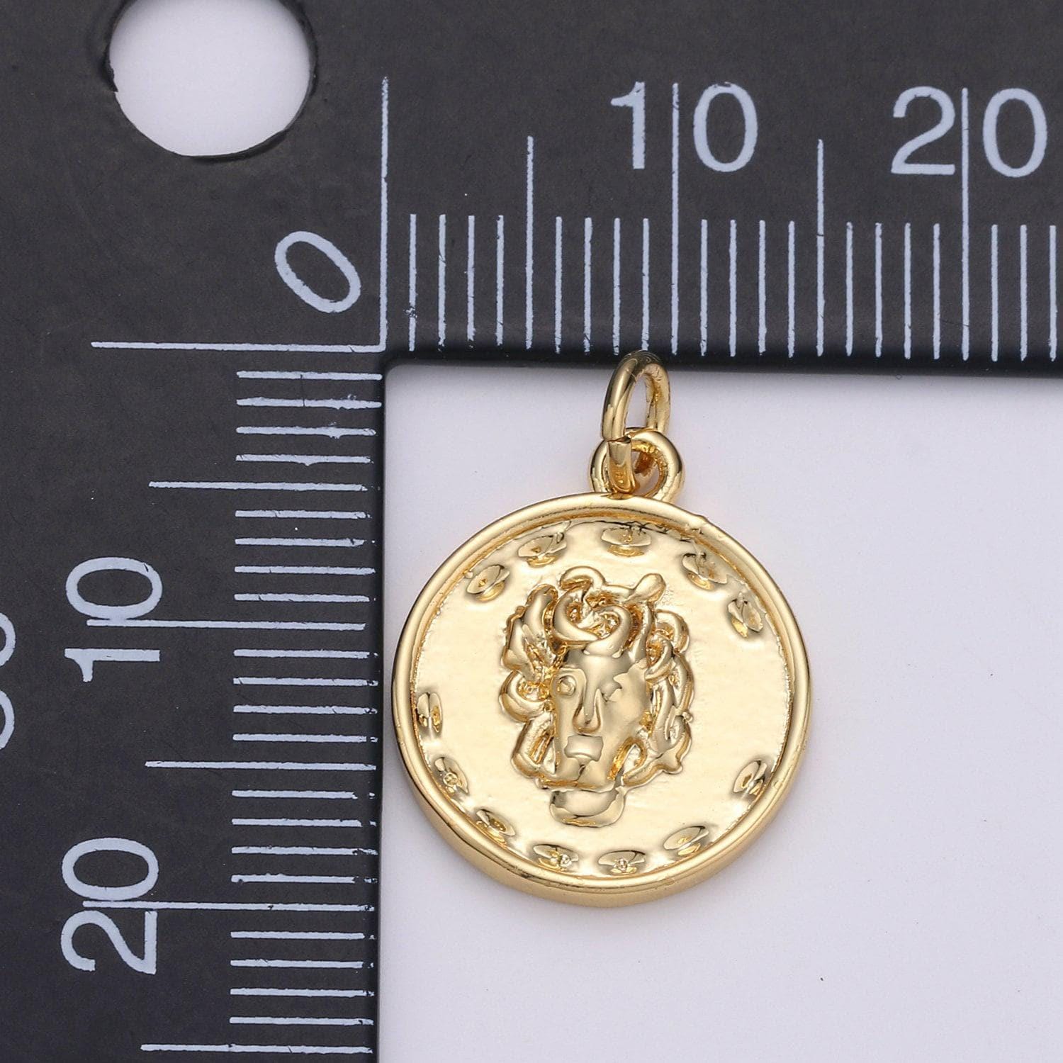 14k gold medusa charms, 20x15mm gold pendant, coin charms, gold charms, medallion charms, disc charm, greek charm, chgf-1567