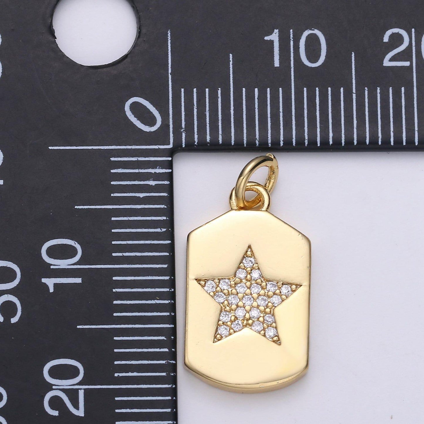 Micro pave star pendant dainty star charm gold celestial charm star tag charm jewelry making supply 24k gold findings, chgf-1563