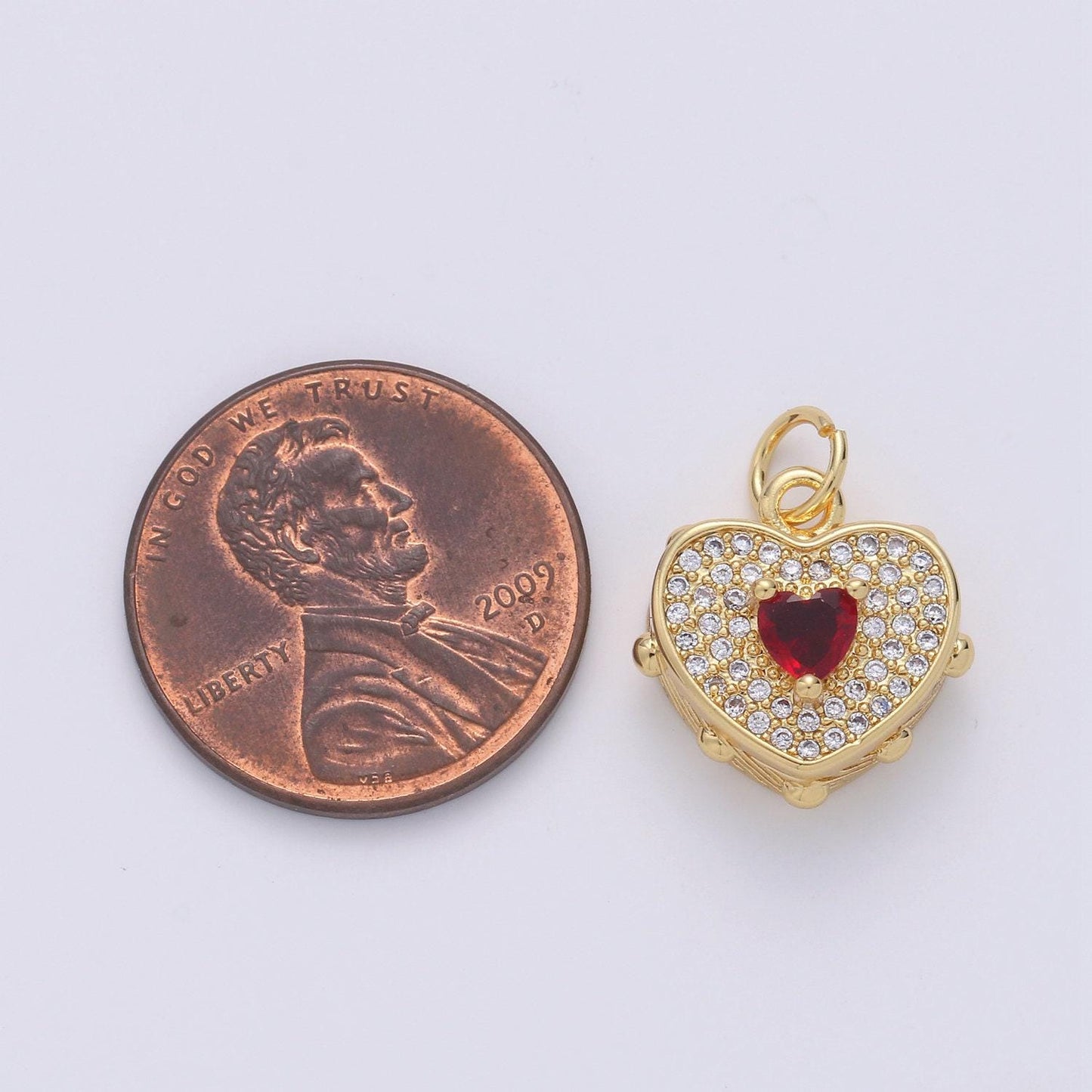 Dainty gold heart pendant necklace 24k gold  heart charm necklace micro pave love, heart charm for necklace bracelet earring supply