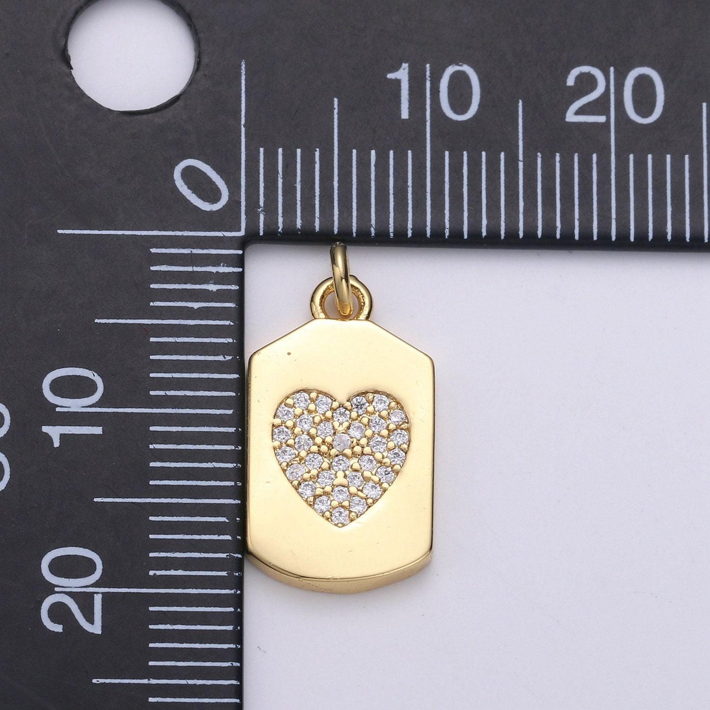 Micro pave heart pendant dainty heart charm gold gold heart charm star tag charm jewelry making supply 24k gold findings, chgf-1538