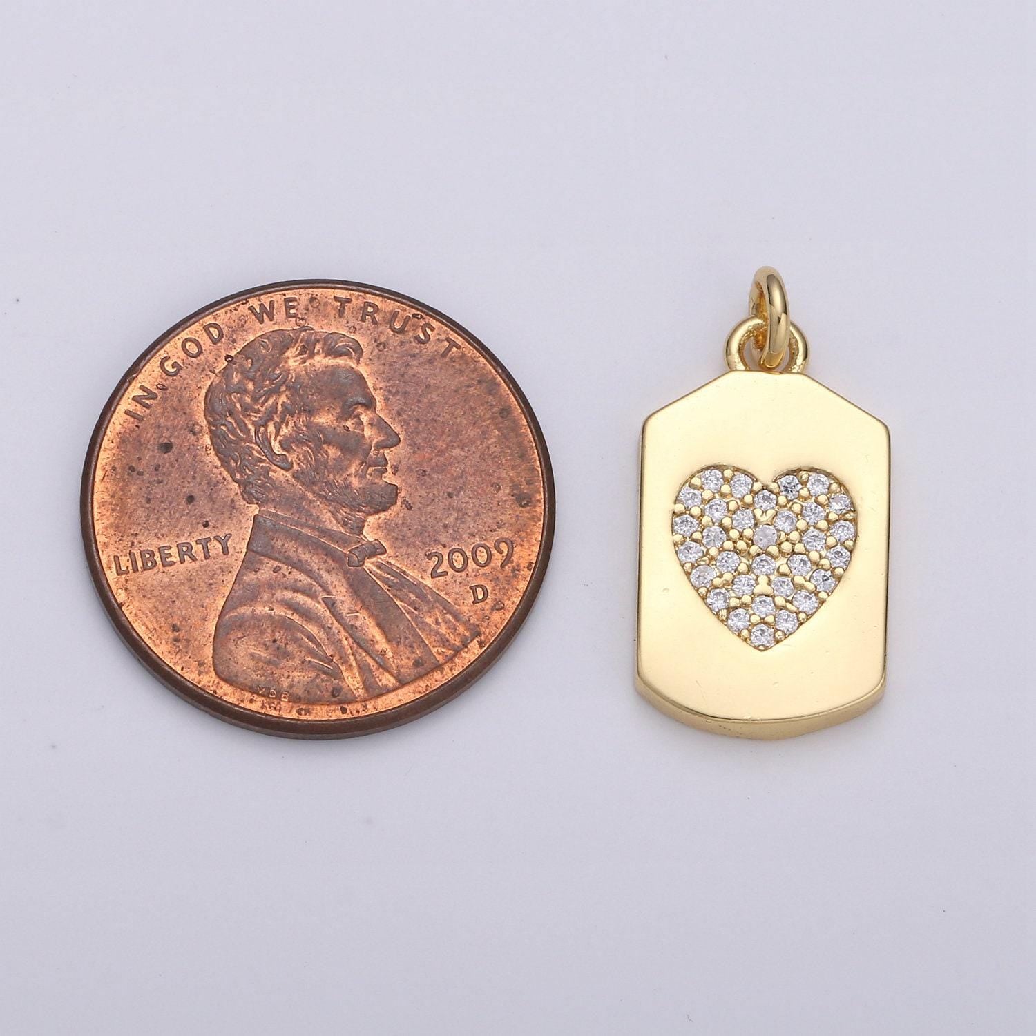 Micro pave heart pendant dainty heart charm gold gold heart charm star tag charm jewelry making supply 24k gold findings, chgf-1538